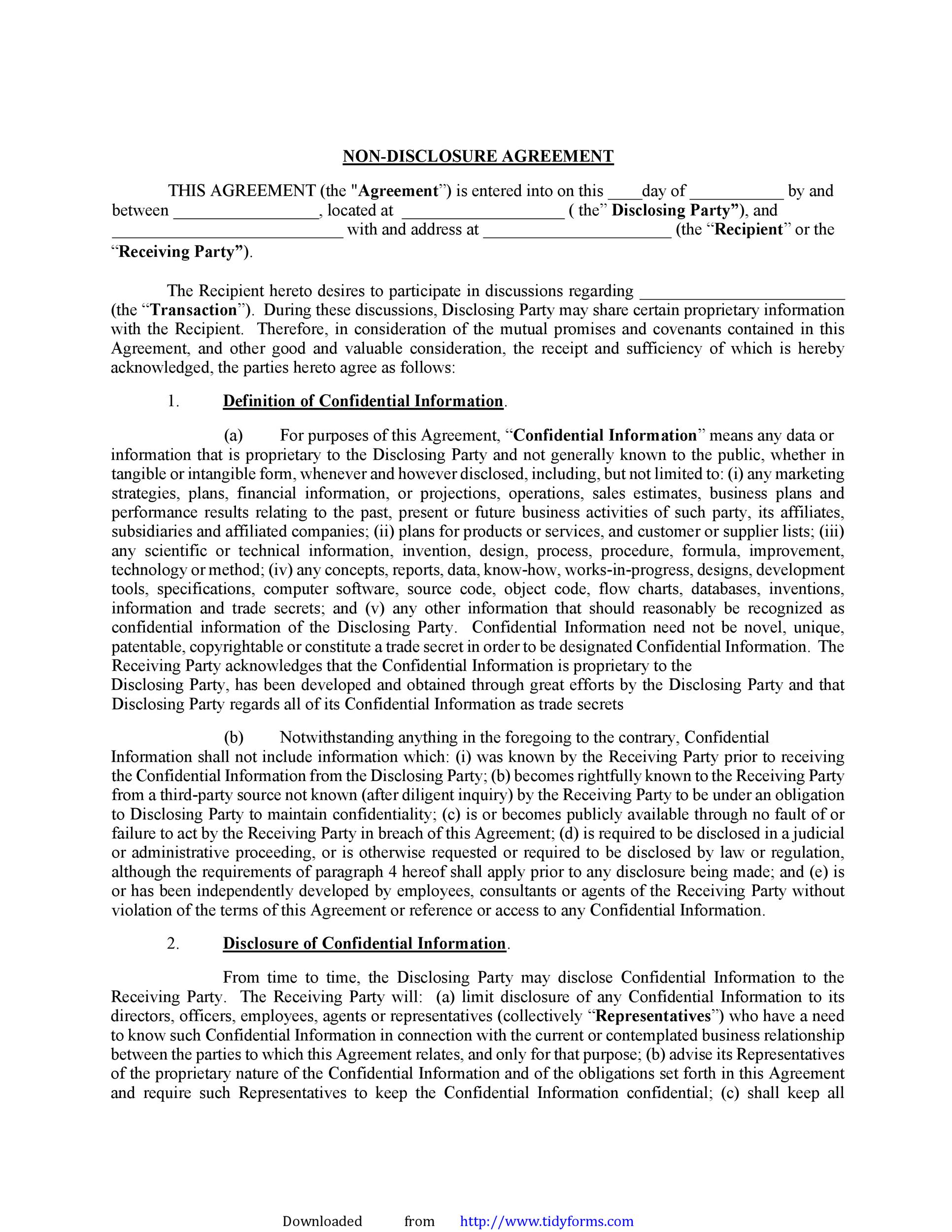 Free Non Disclosure Agreement Template 25
