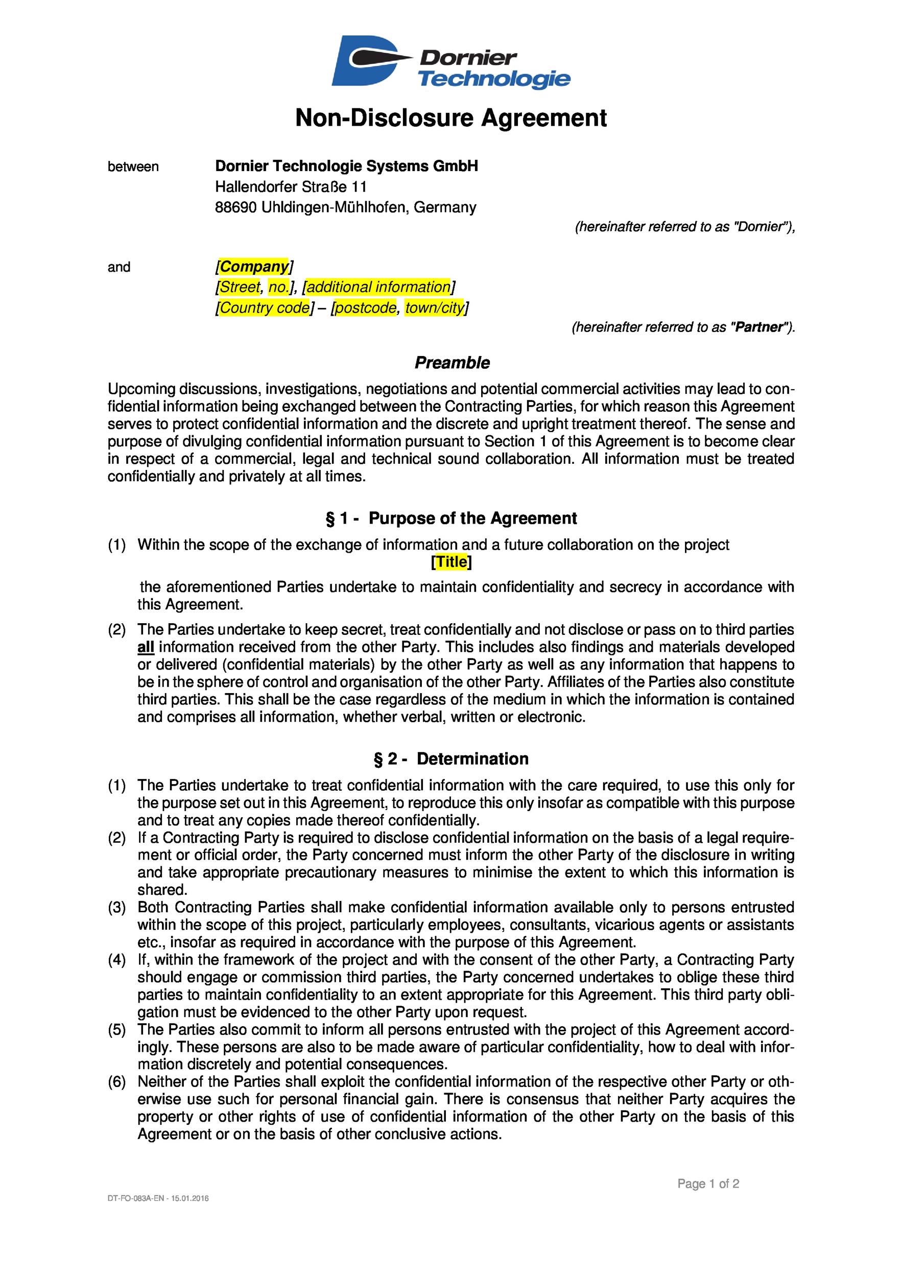 Free Non Disclosure Agreement Template 39