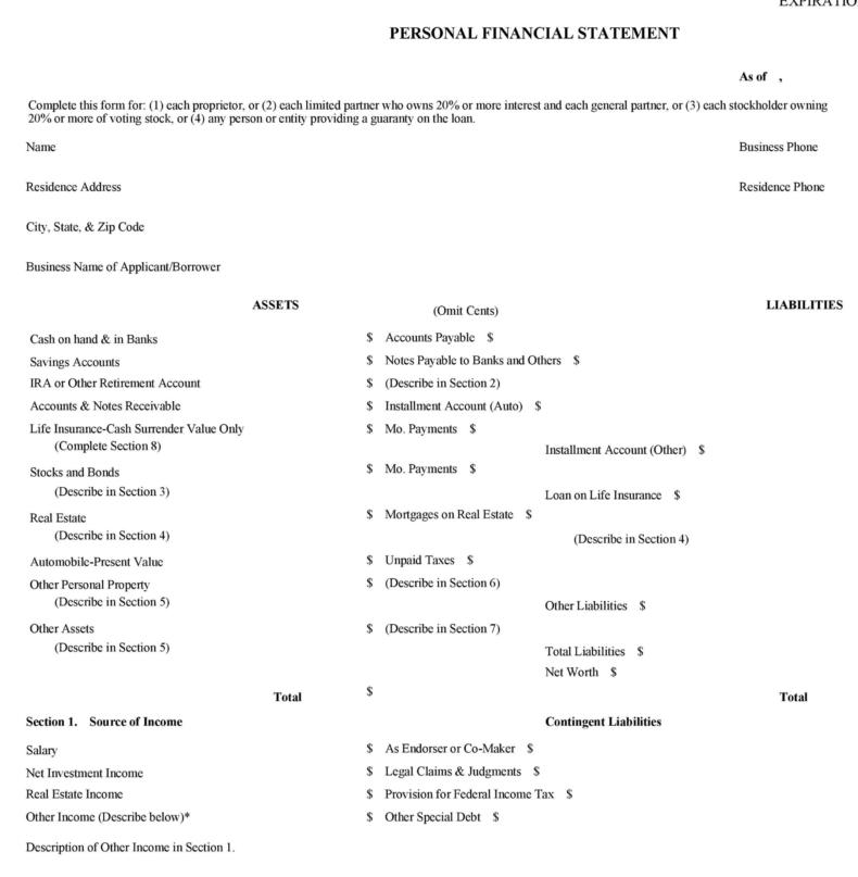 40+ Personal Financial Statement Templates & Forms ᐅ TemplateLab