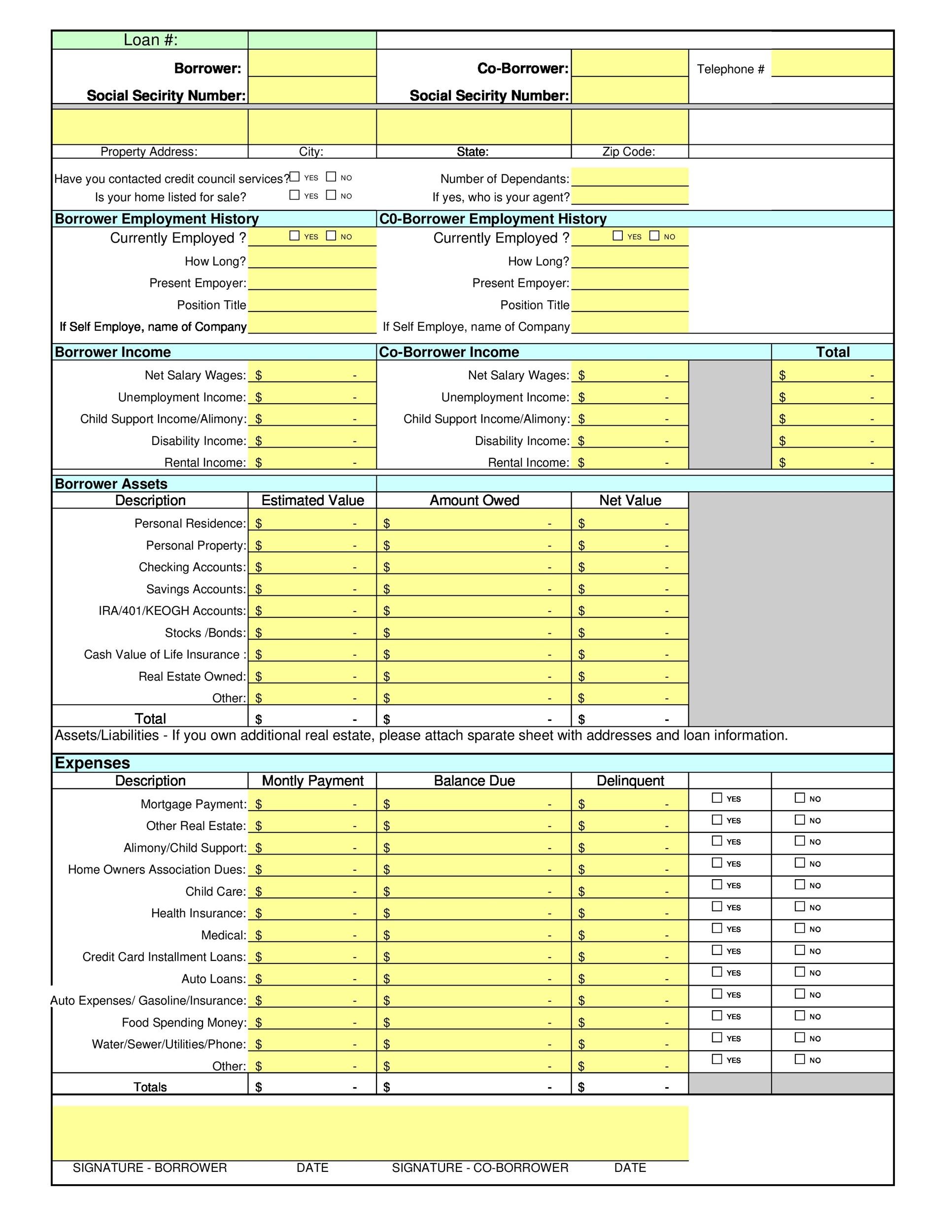 Free Personal Financial Statement Template 20