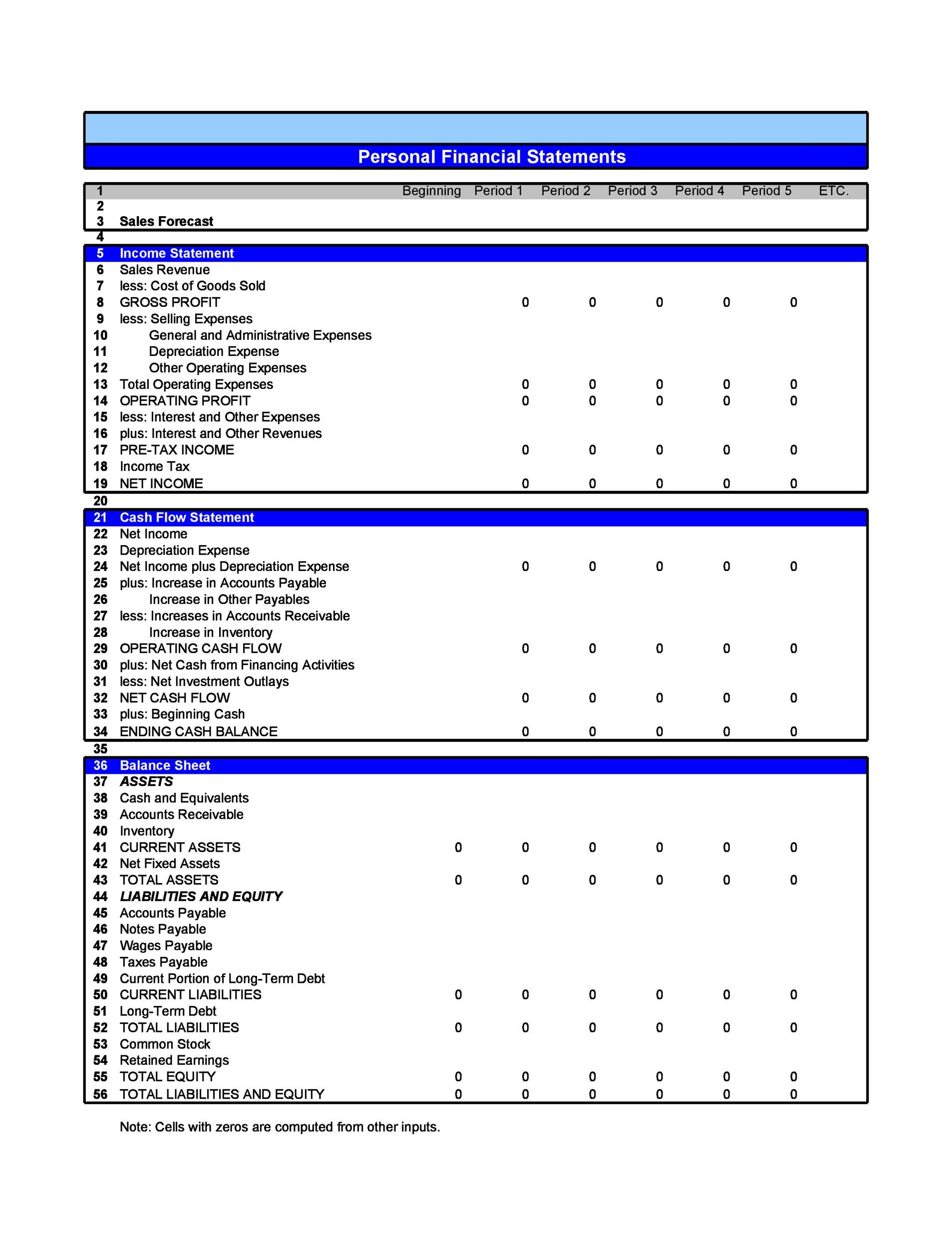 Free Personal Financial Statement Template 31