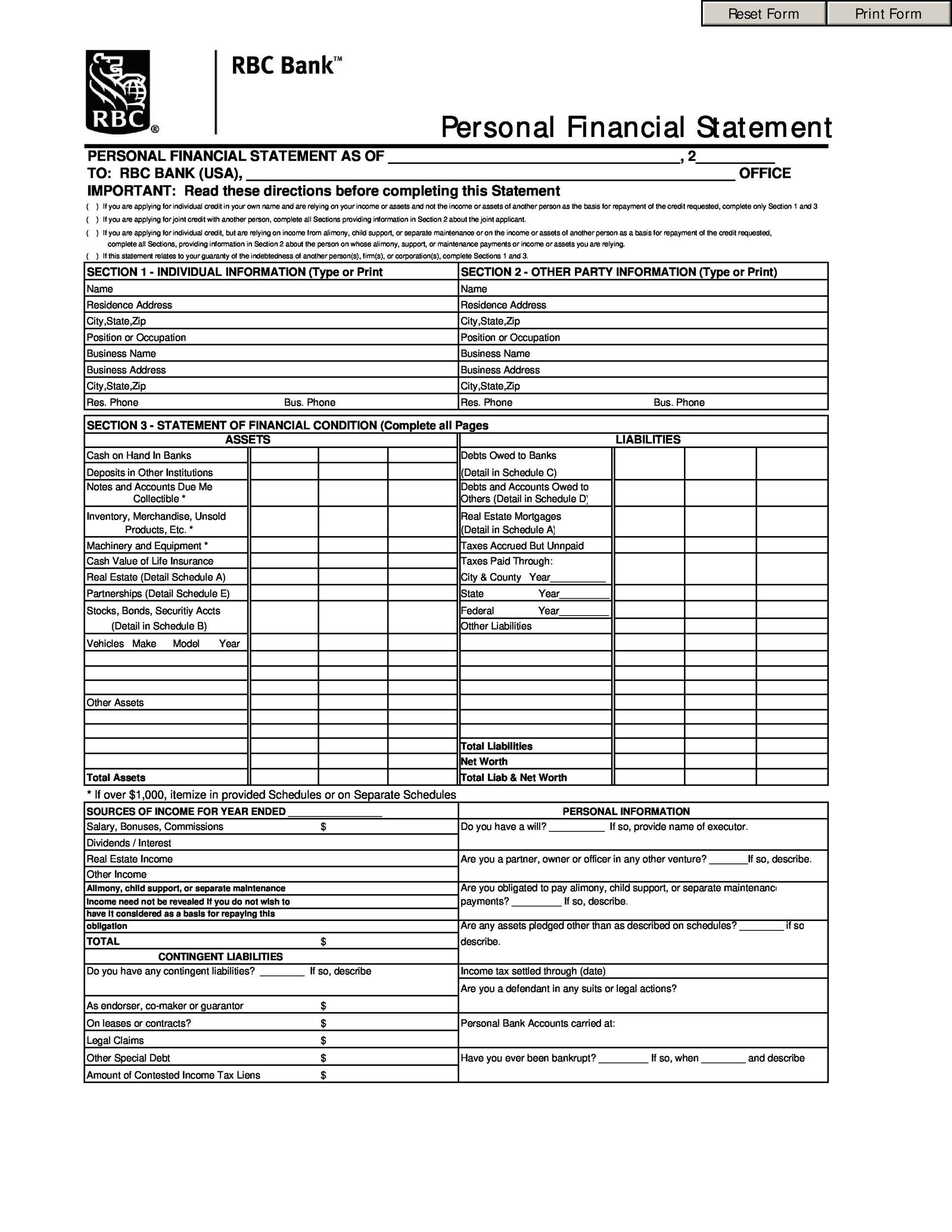 Free Personal Financial Statement Template 38