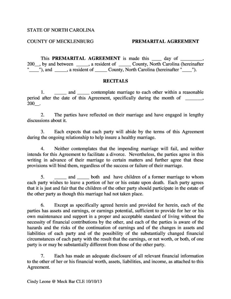 30  Simple Prenuptial Agreement Templates Prenup Examples