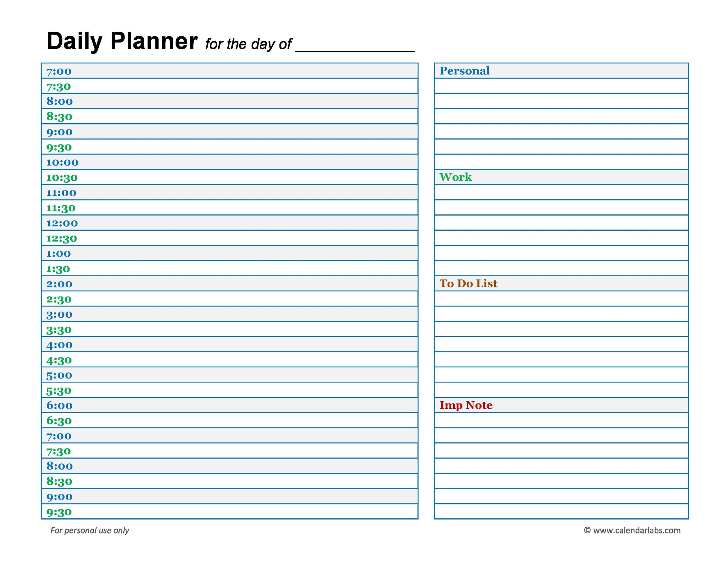 free printable daily schedule chart