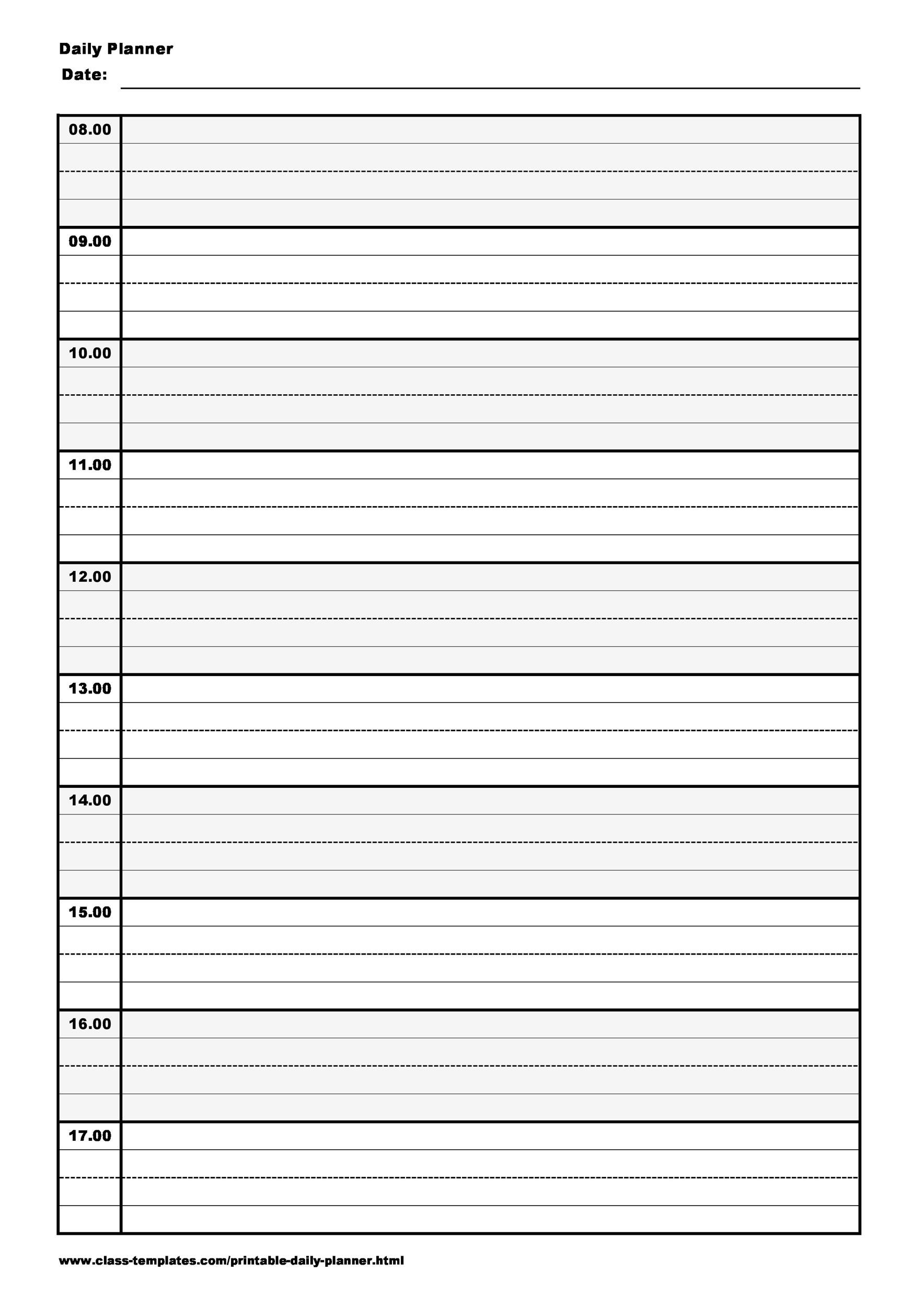 Daily Planner Template Printable Free Printable Templates