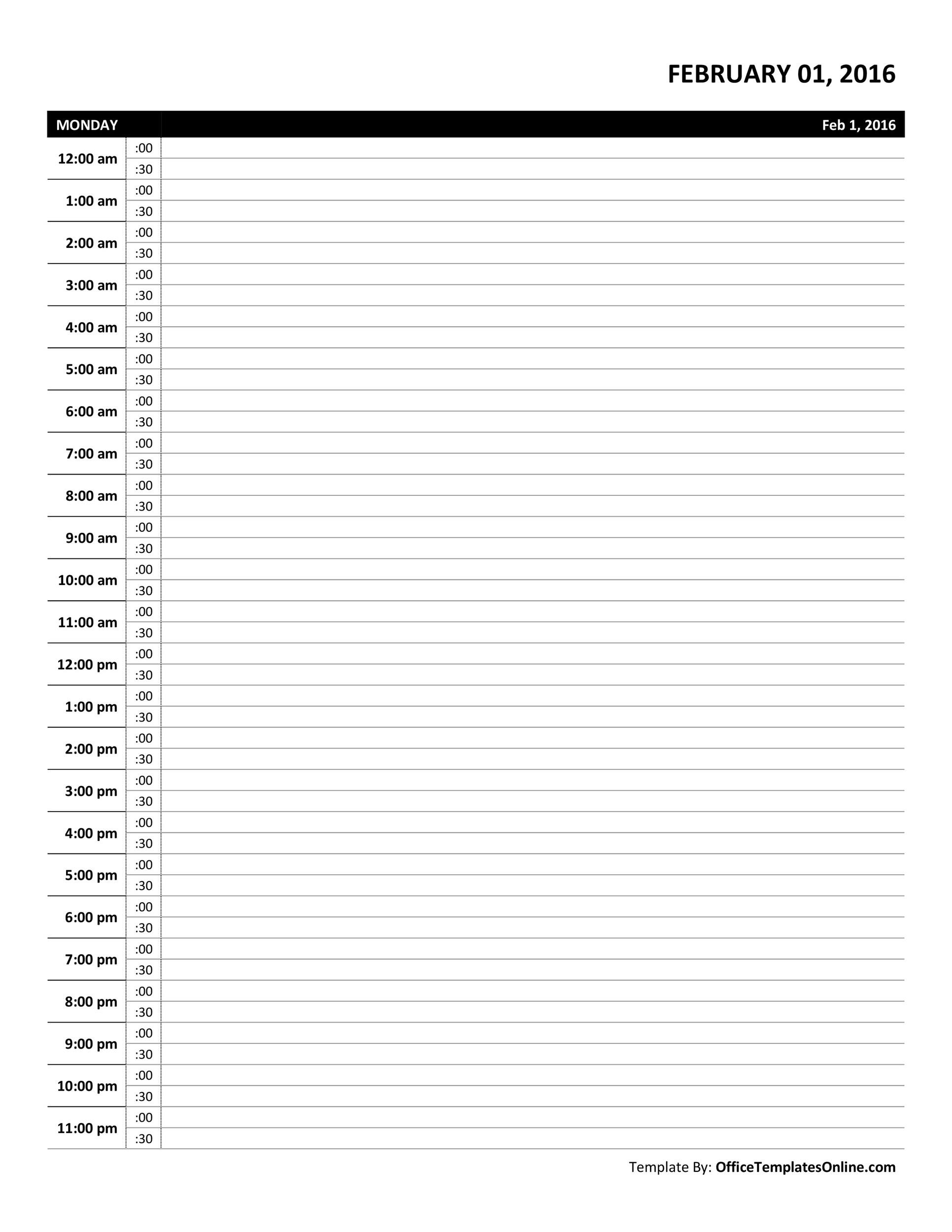 free printable daily planner daily schedule template