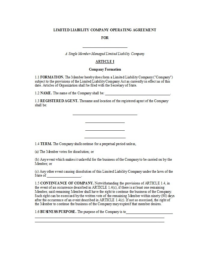 Free llc operating agreement template 05