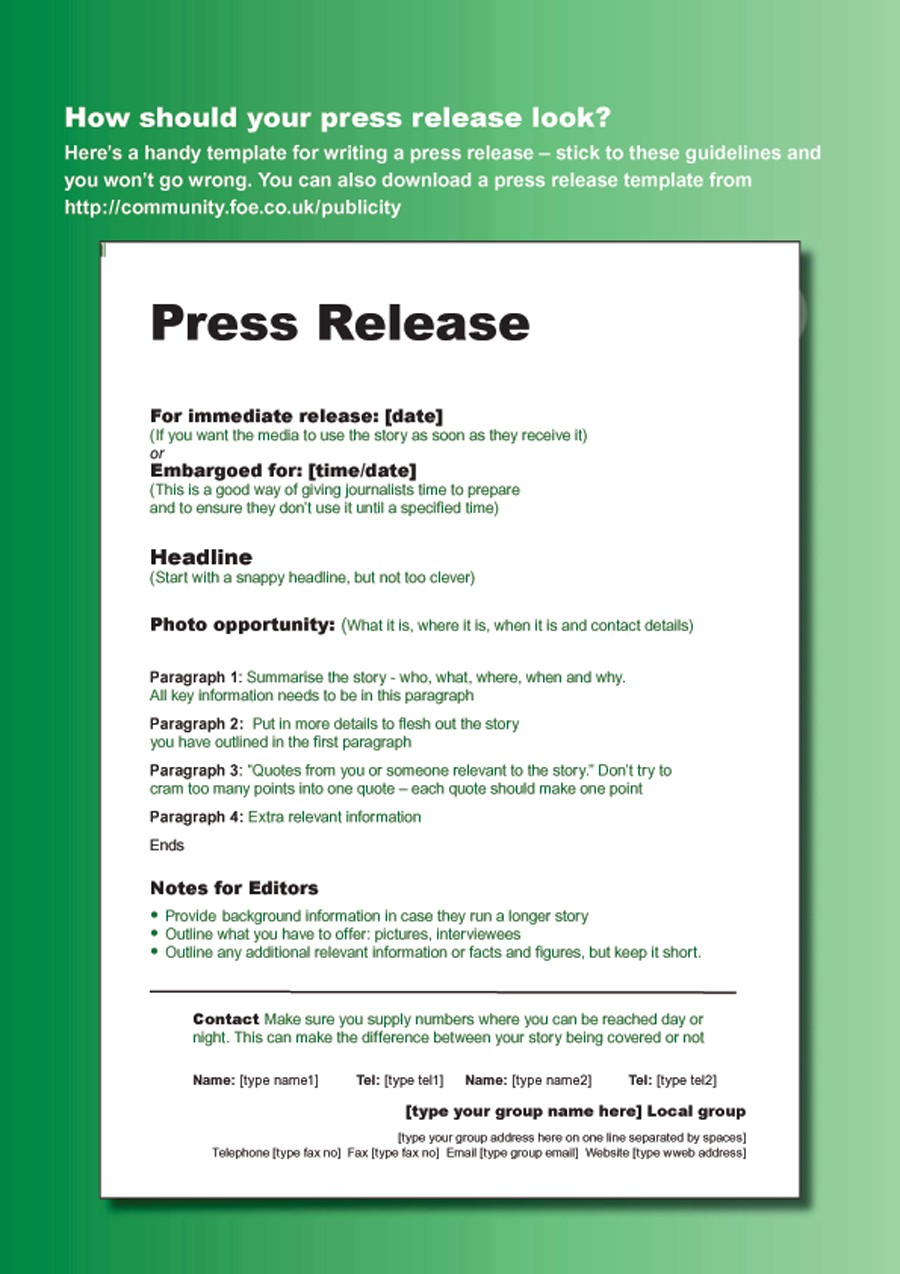 Free Press release template 13