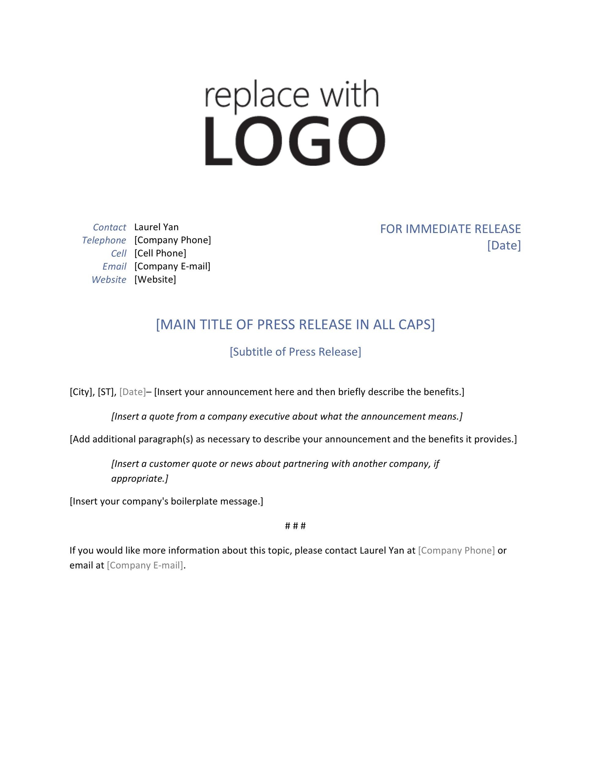 46 Press Release Format Templates, Examples & Samples ᐅ TemplateLab