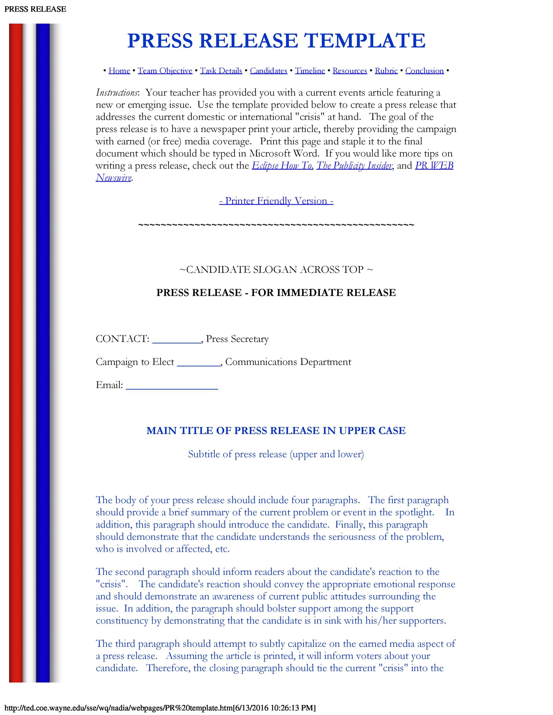 Free Press release template 31