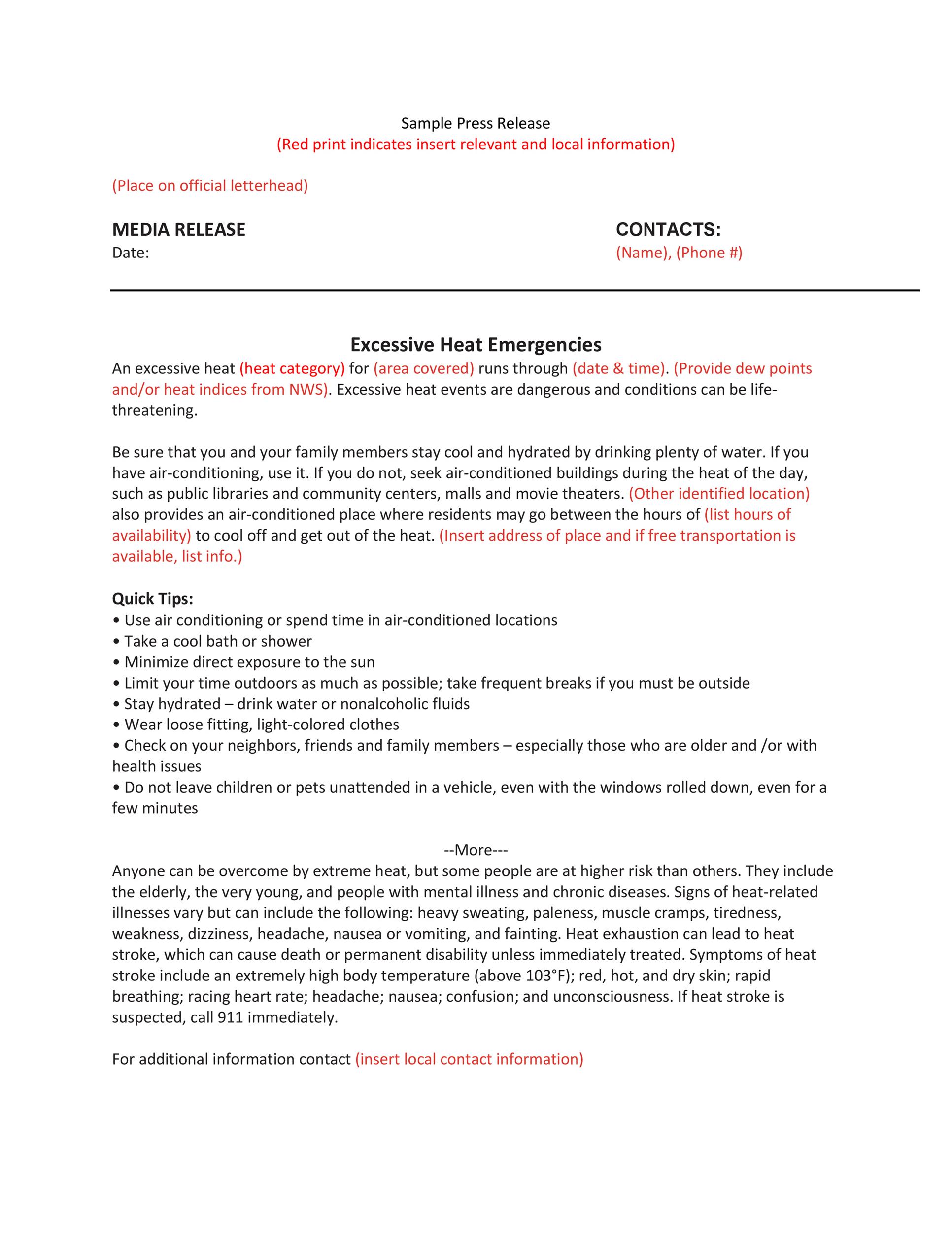 Free Press release template 34