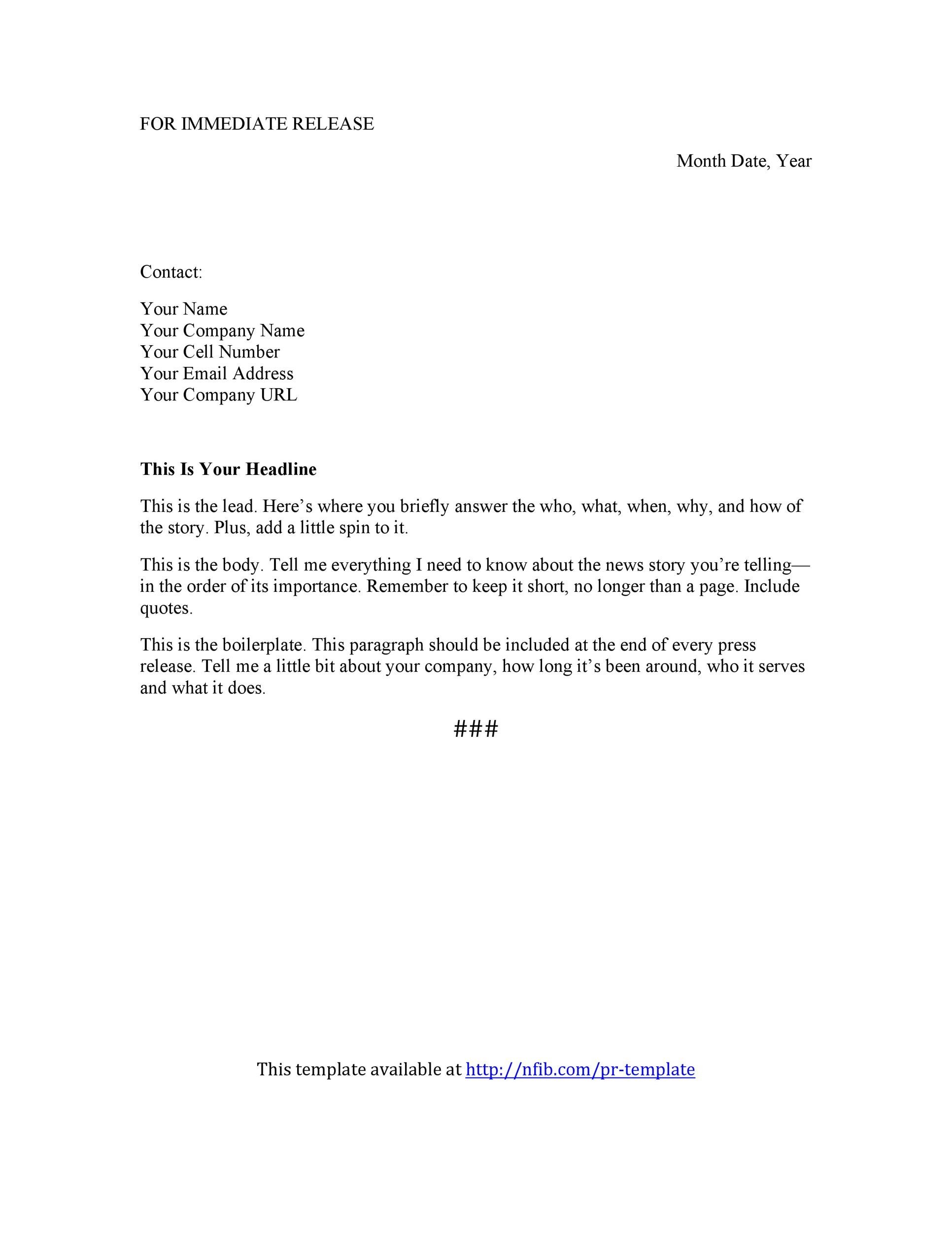 Free Press release template 38