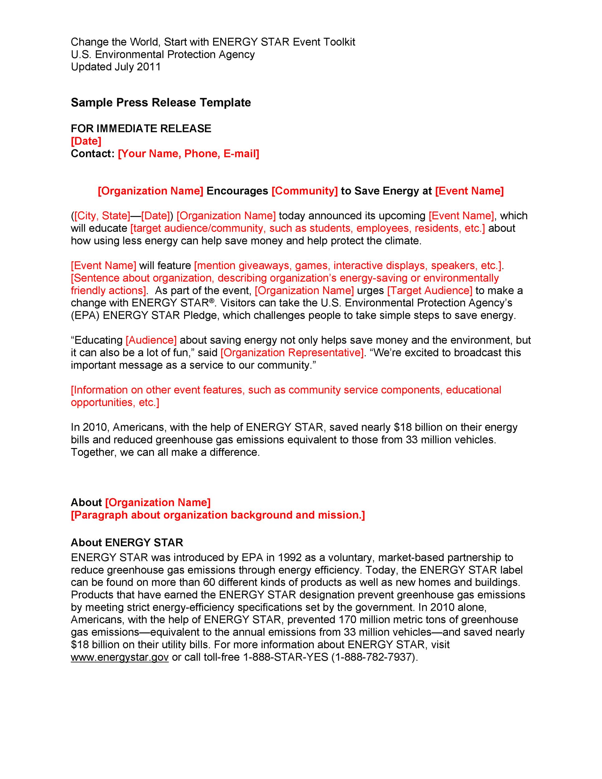 Free Press release template 44