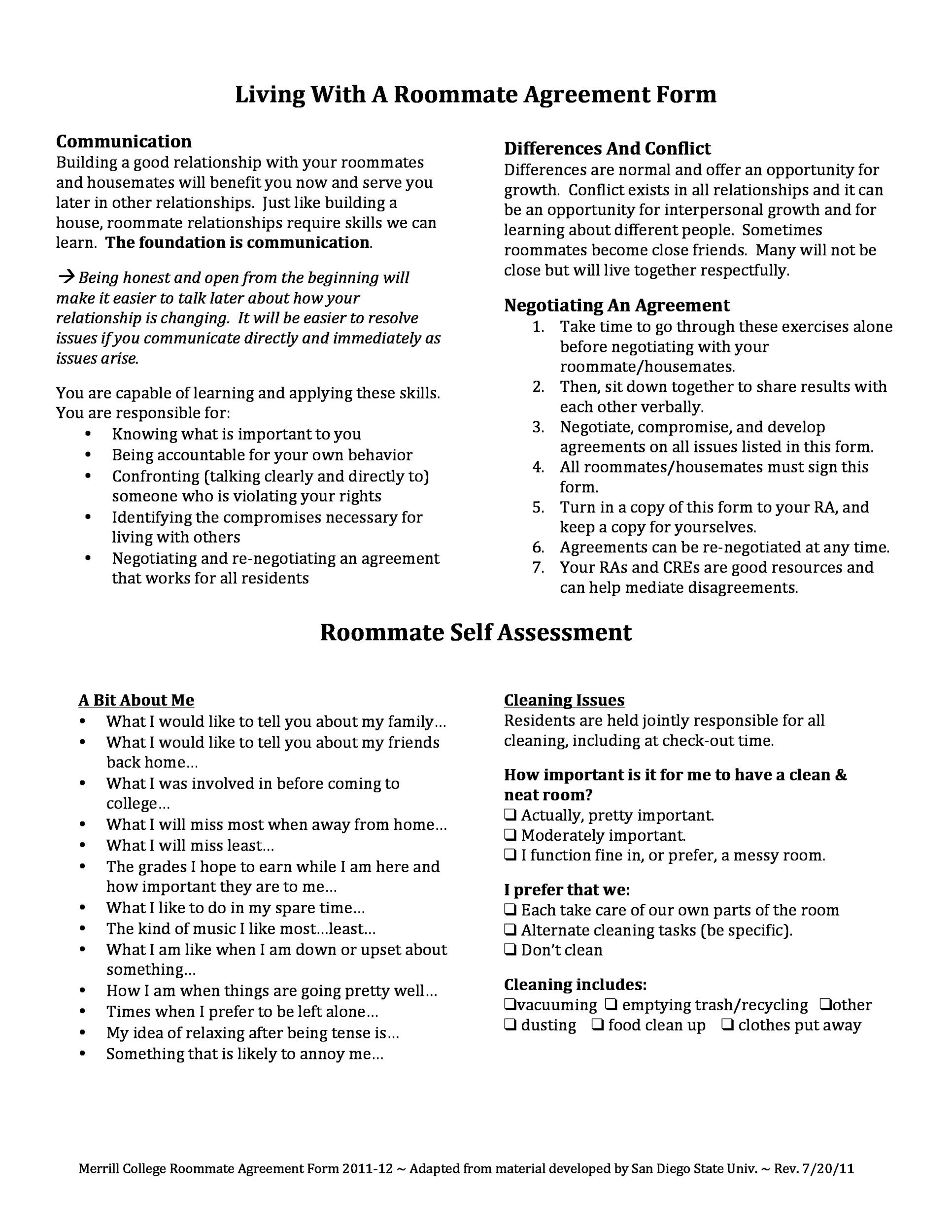 40+ Free Roommate Agreement Templates & Forms (Word, PDF)