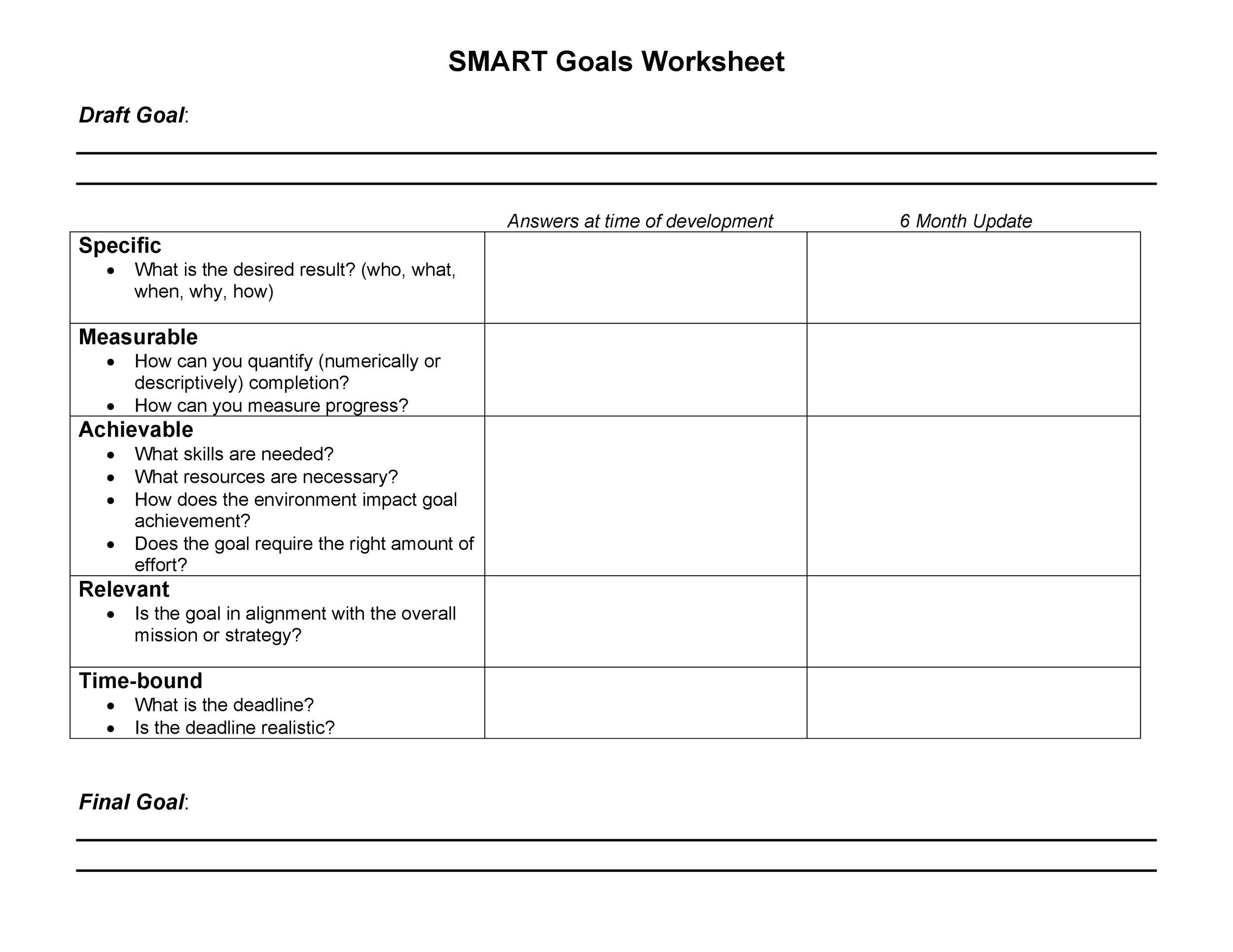 45 SMART Goals Templates, Examples & Worksheets ᐅ TemplateLab