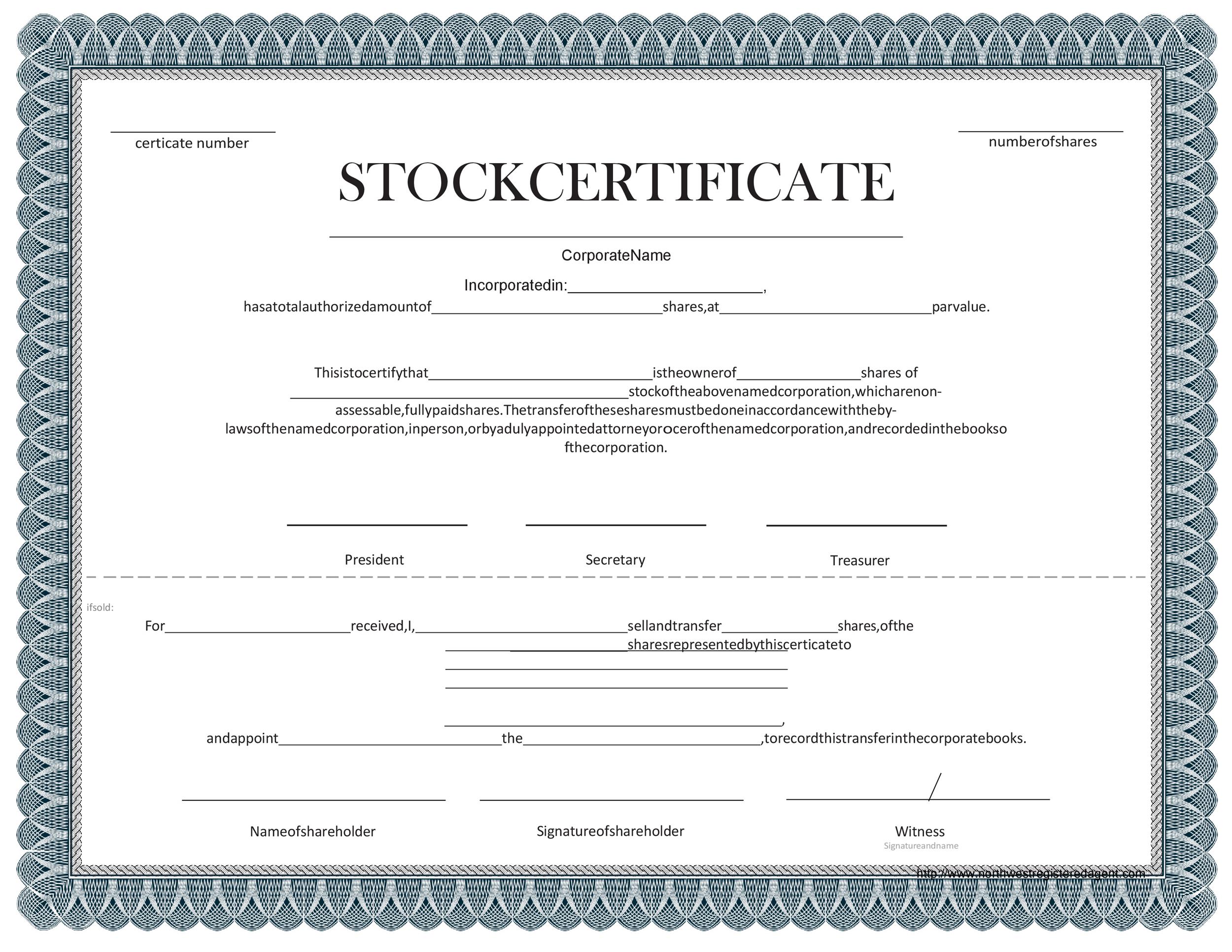 Free Stock Certificate Template 08