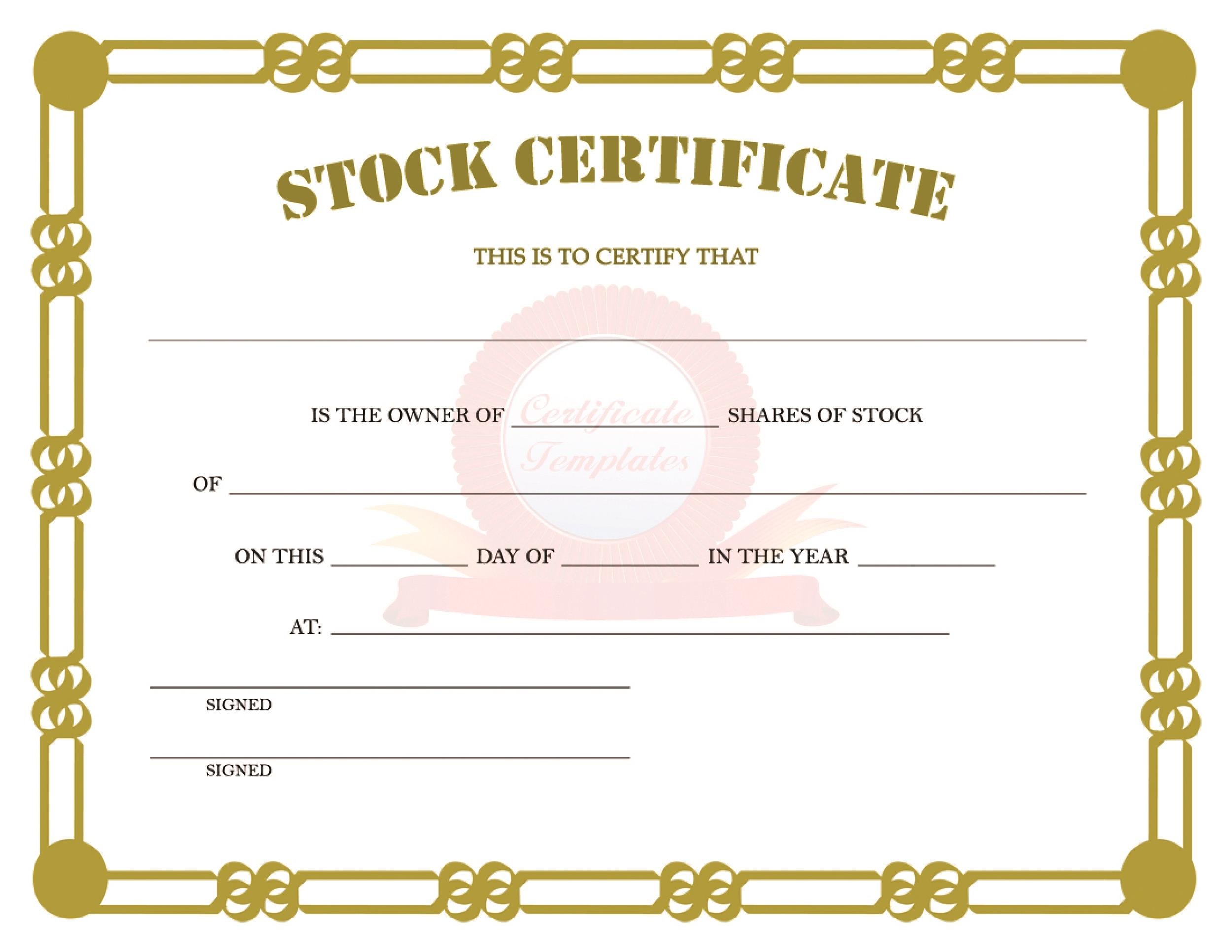 stock certificate assignment