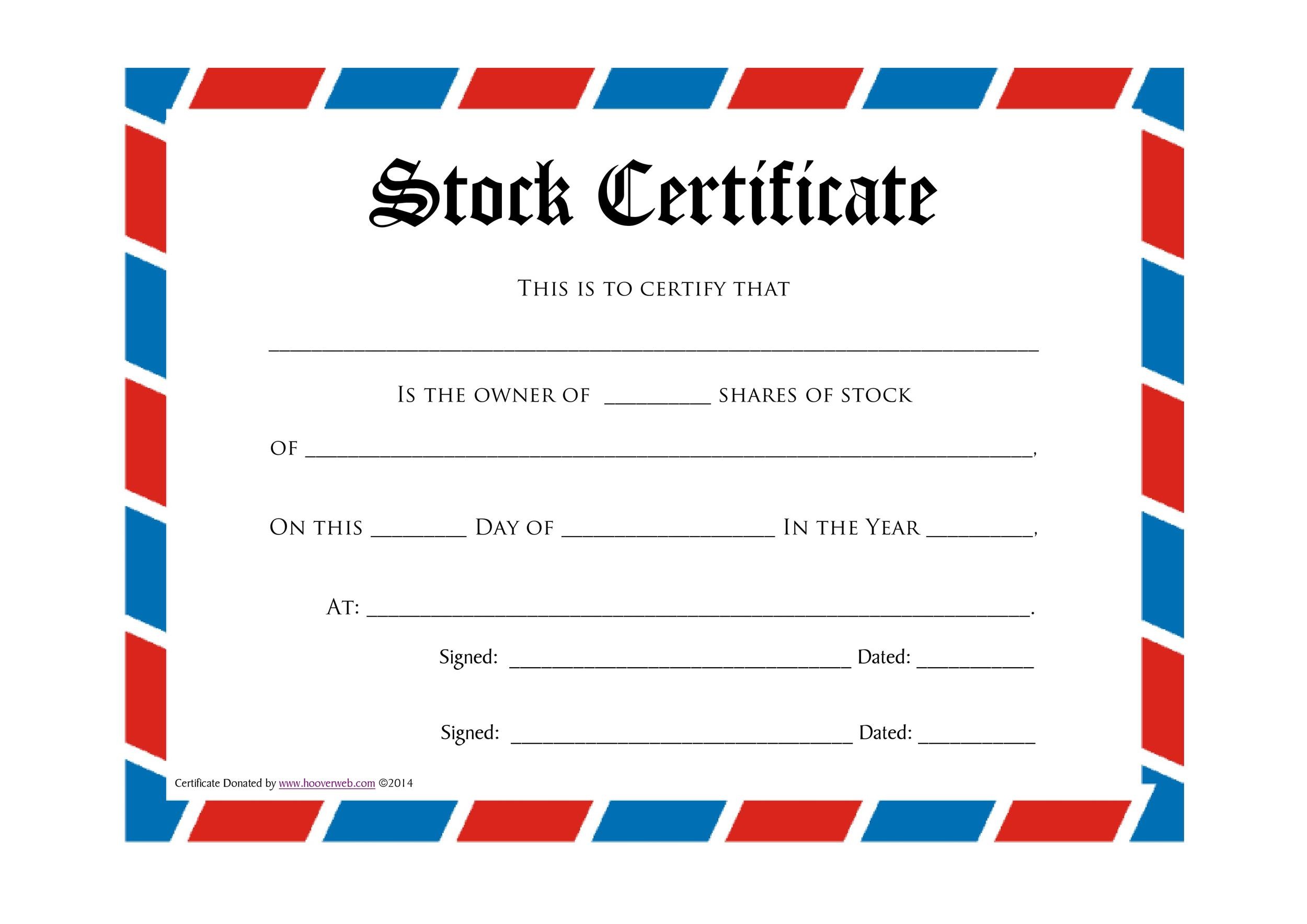 Free Printable Stock Certificate Template Printable Templates
