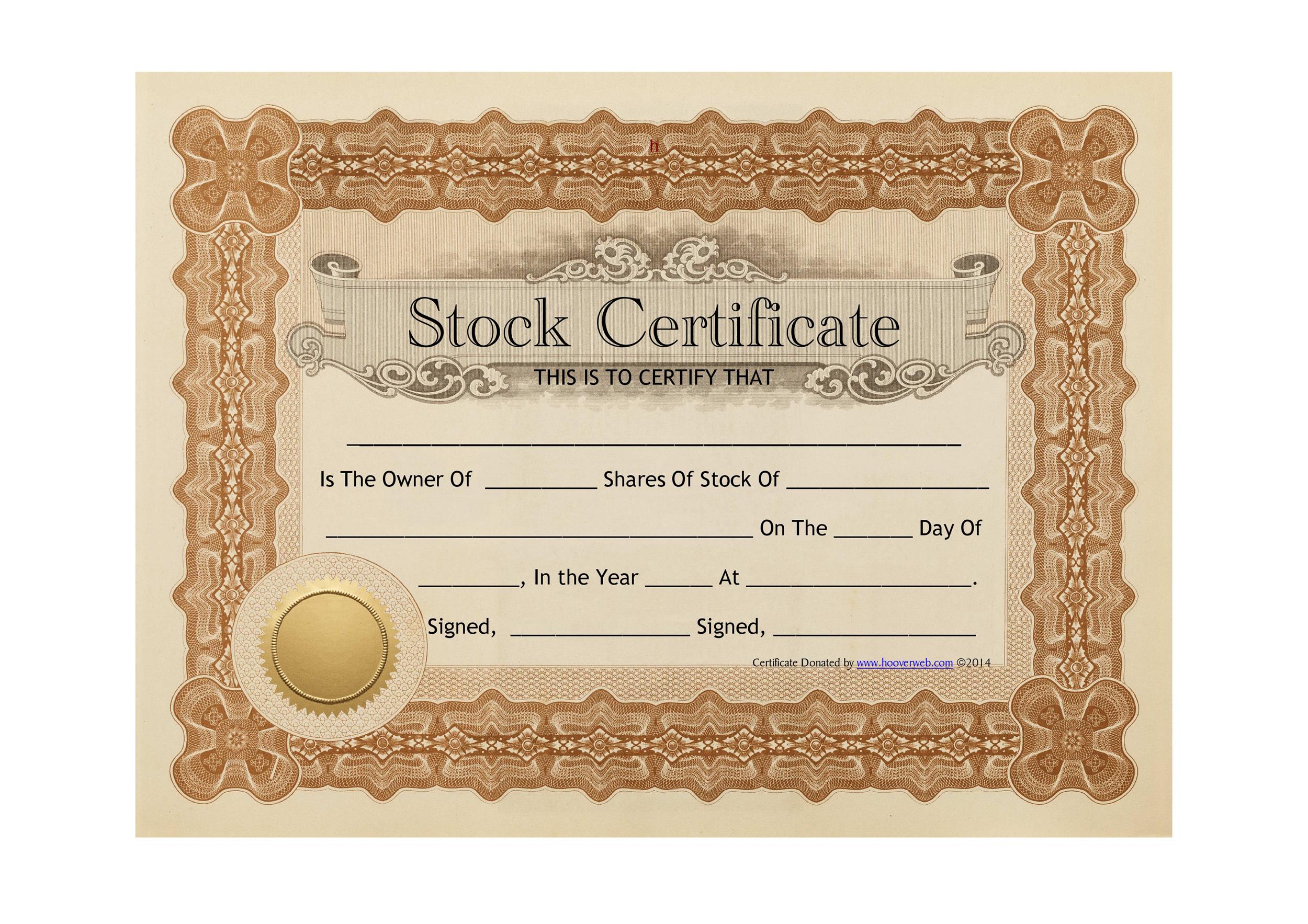 Free Stock Certificate Template 18