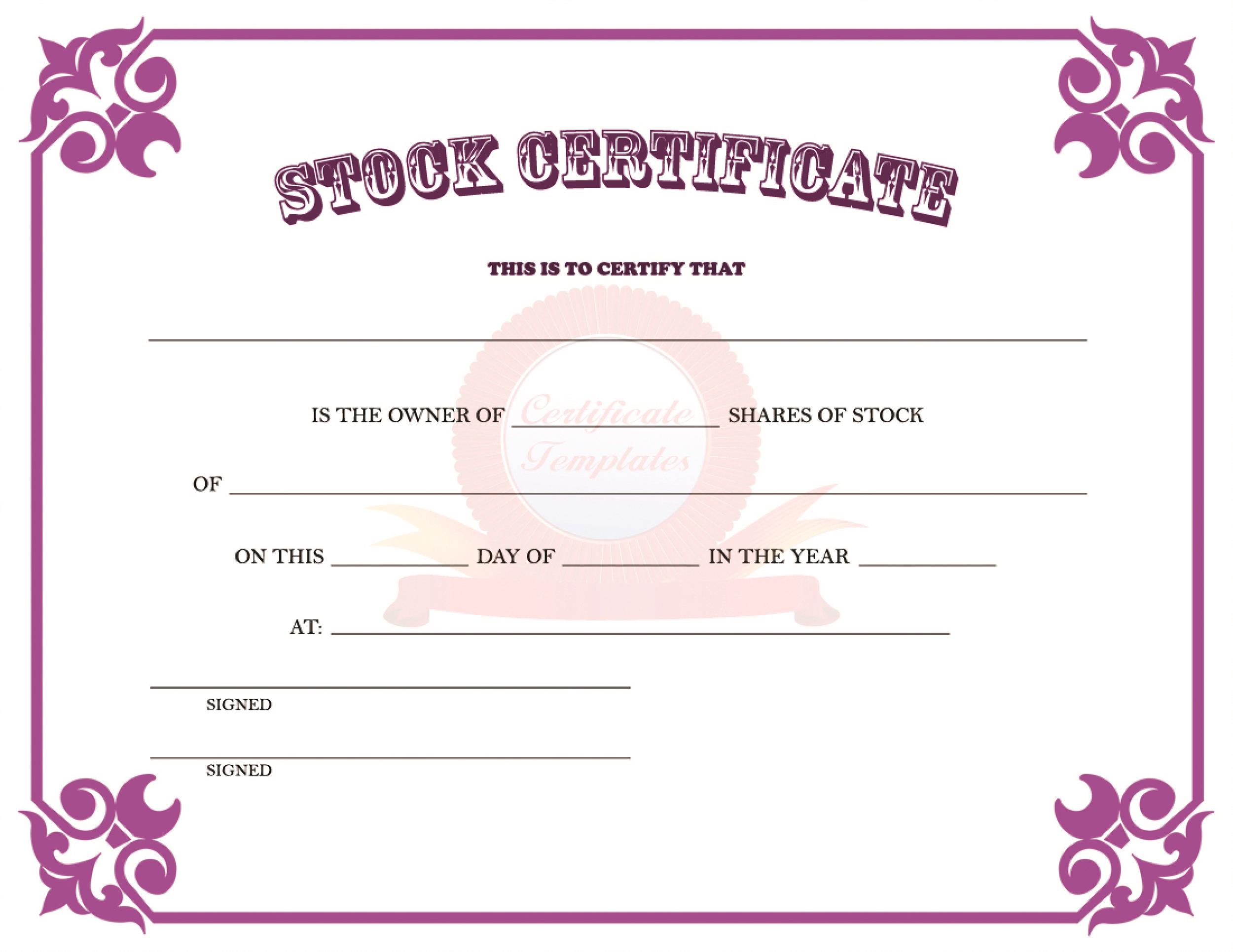 Free Stock Certificate Template 25