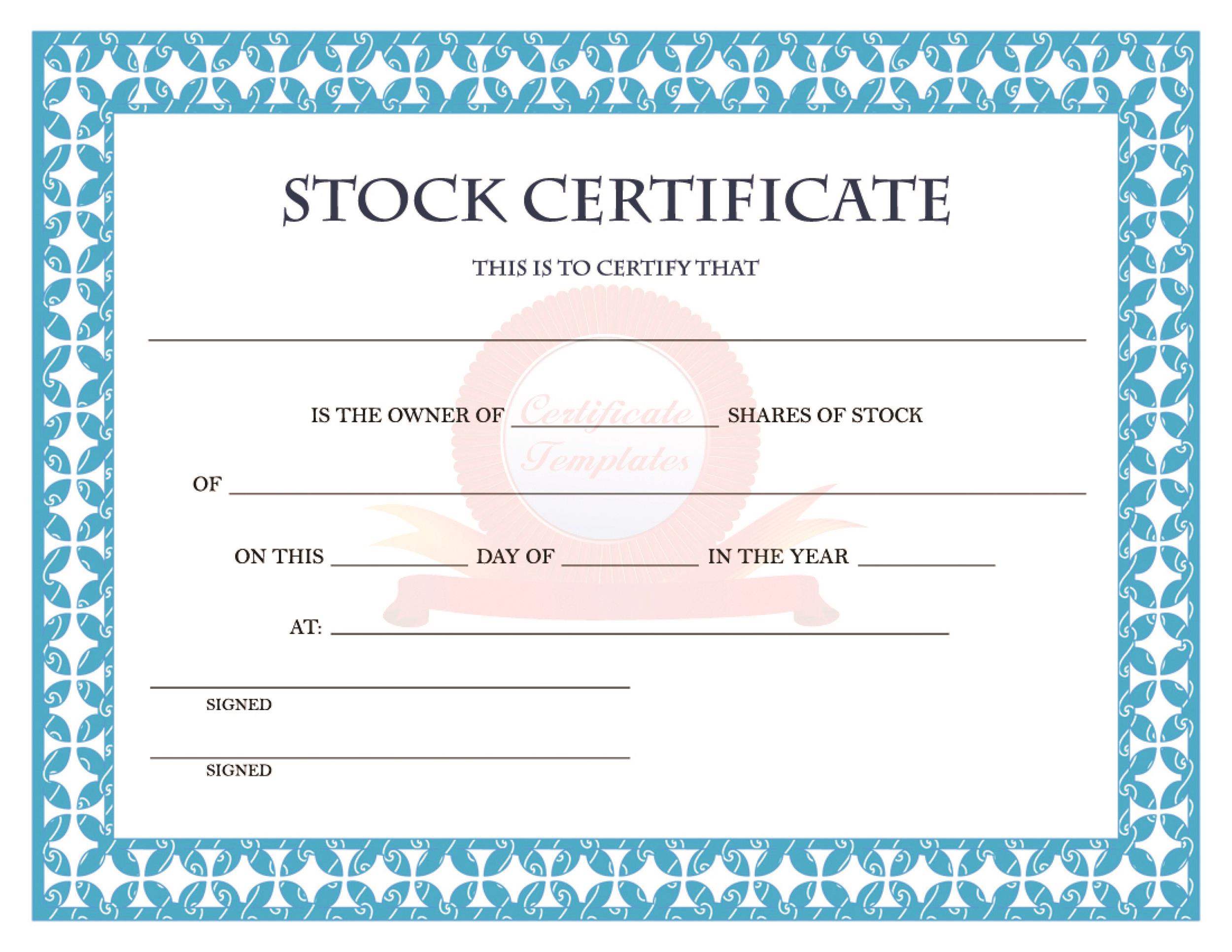 Shareholding Certificate Template Professional Design Template