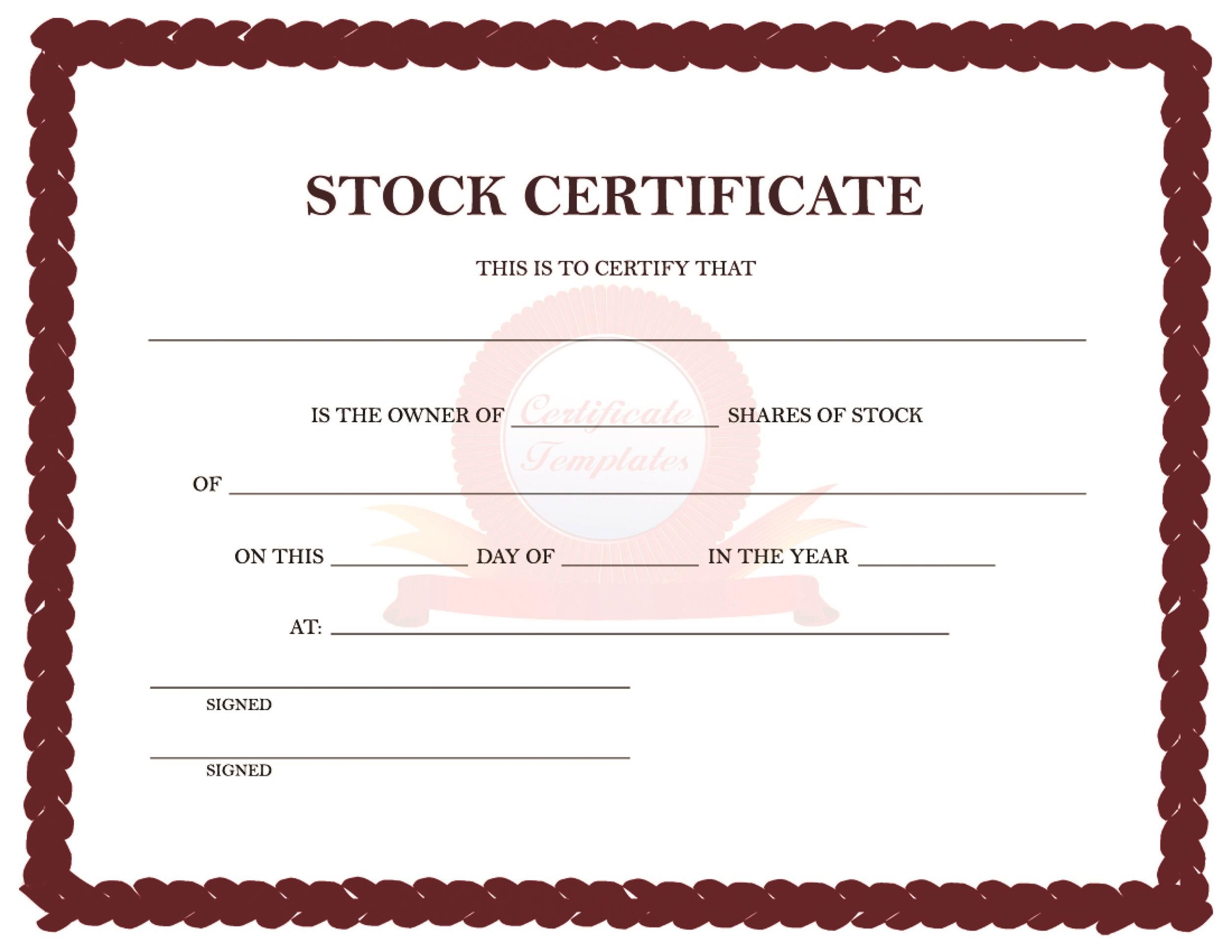 Free Stock Certificate Template 28