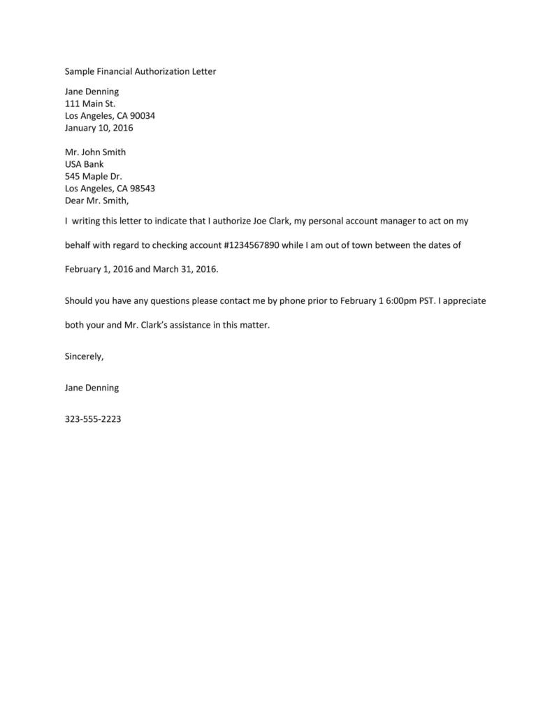 Example Of A Authorization Letter