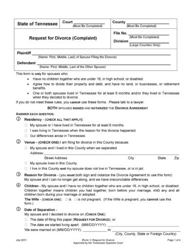 40 Free Divorce Papers (Printable) ᐅ TemplateLab
