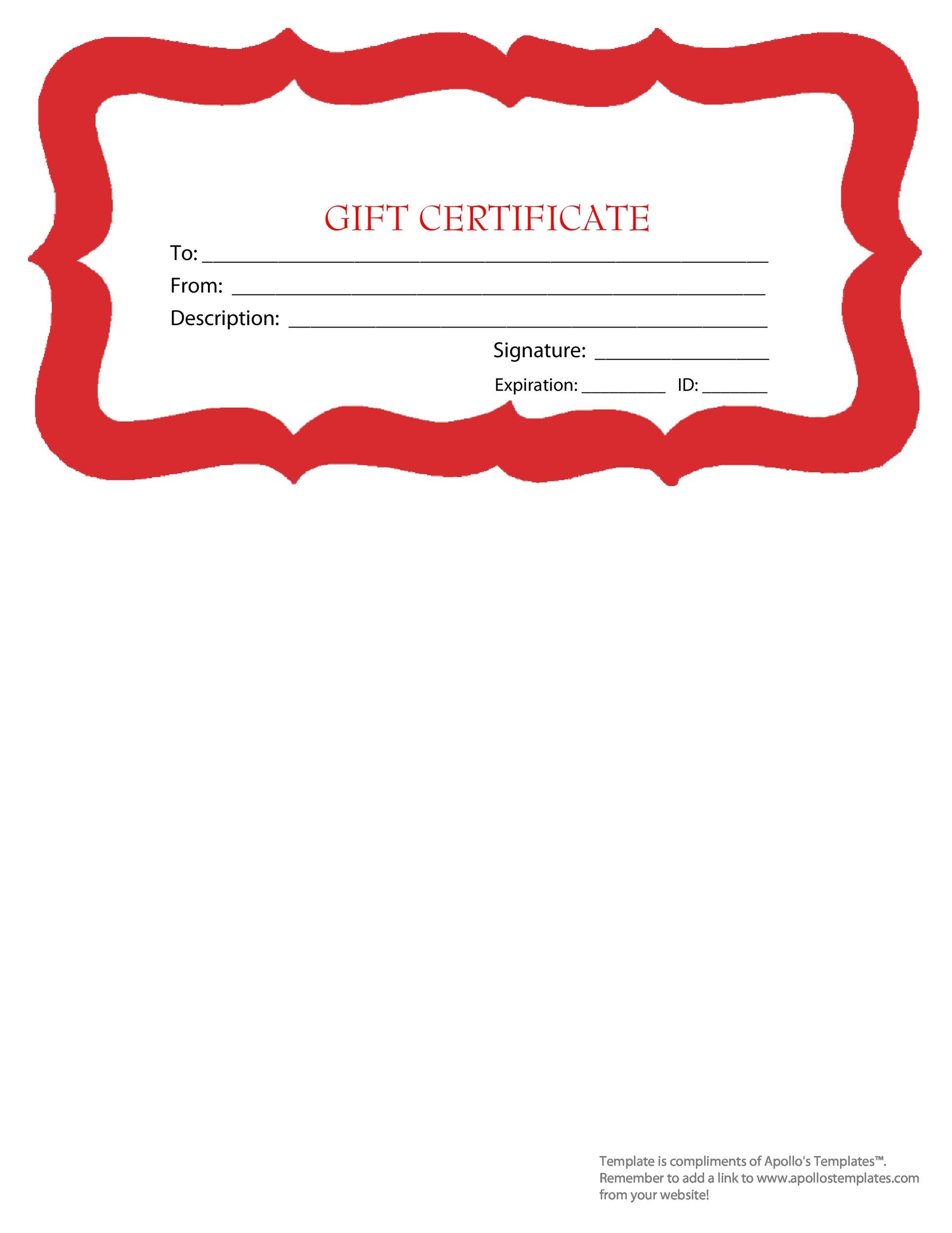 Free Gift Certificate Template 37 Printable