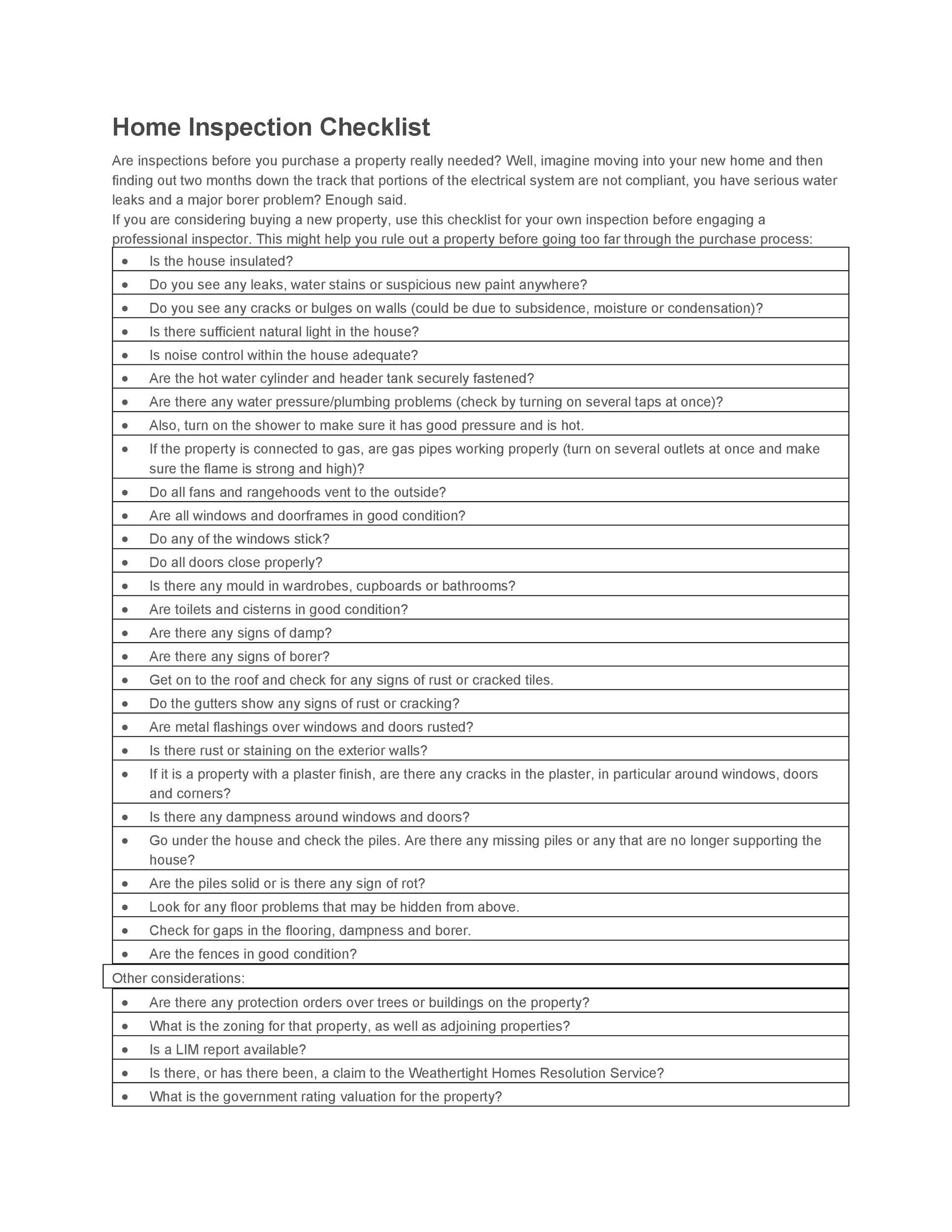 Free Home Inspection Checklist 06