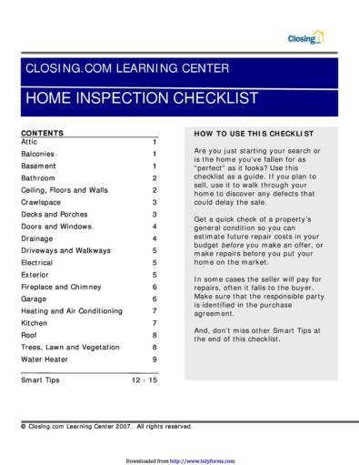 30+ Printable Home Inspection Checklists (Word, PDF, Excel)