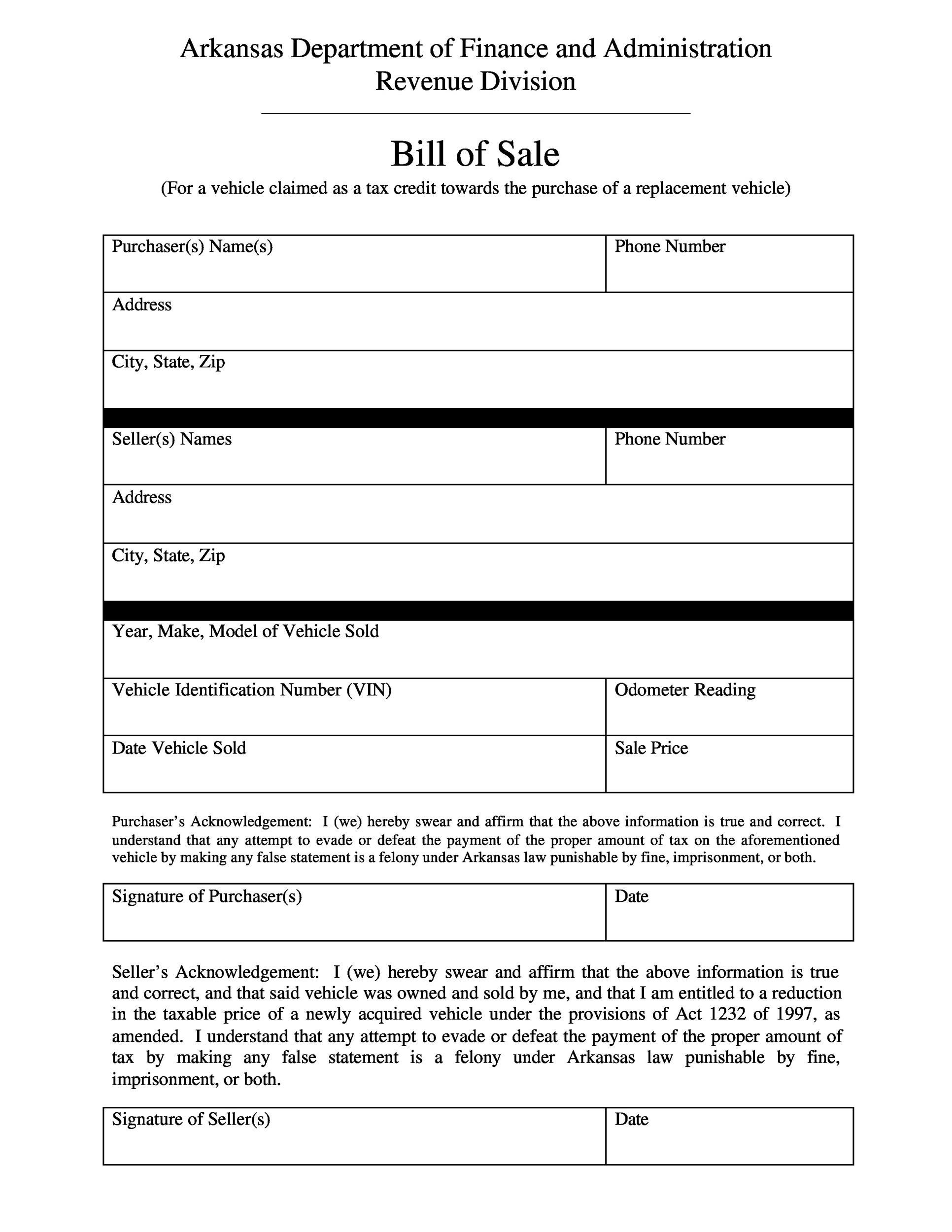Free bill of sale template 14