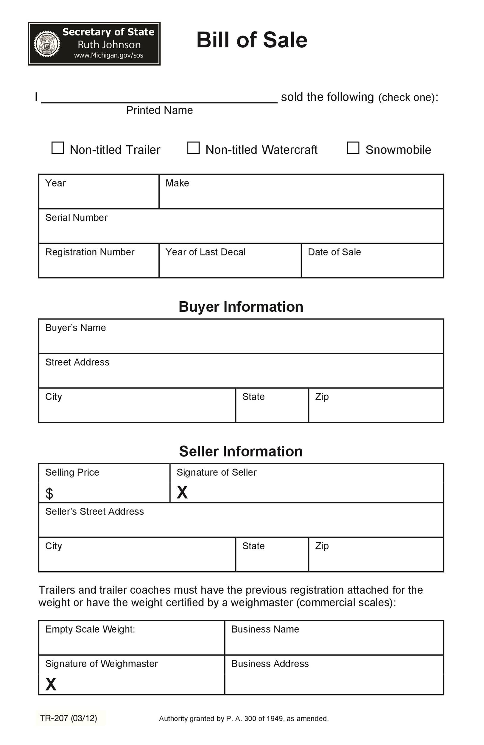 Free bill of sale template 24