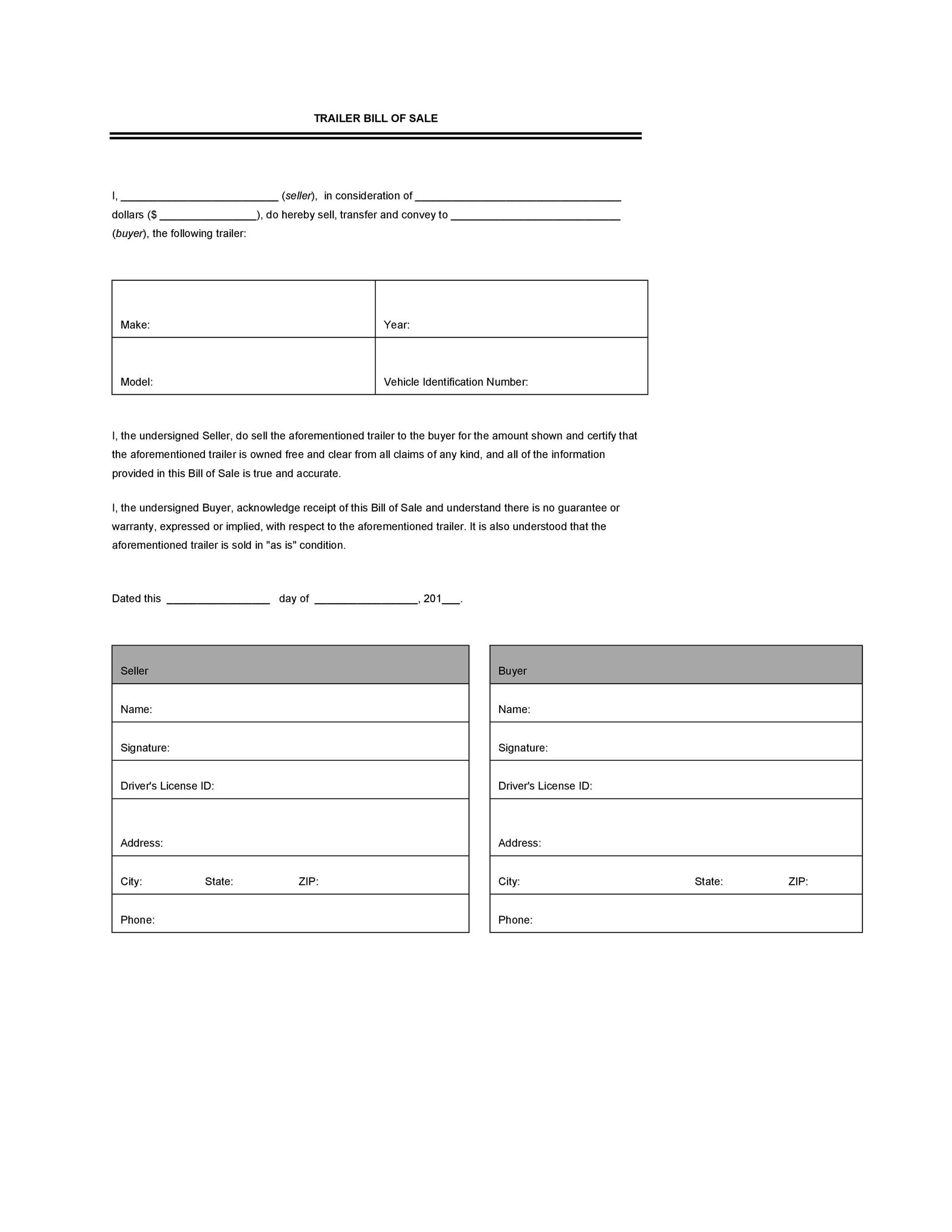 Free bill of sale template 46