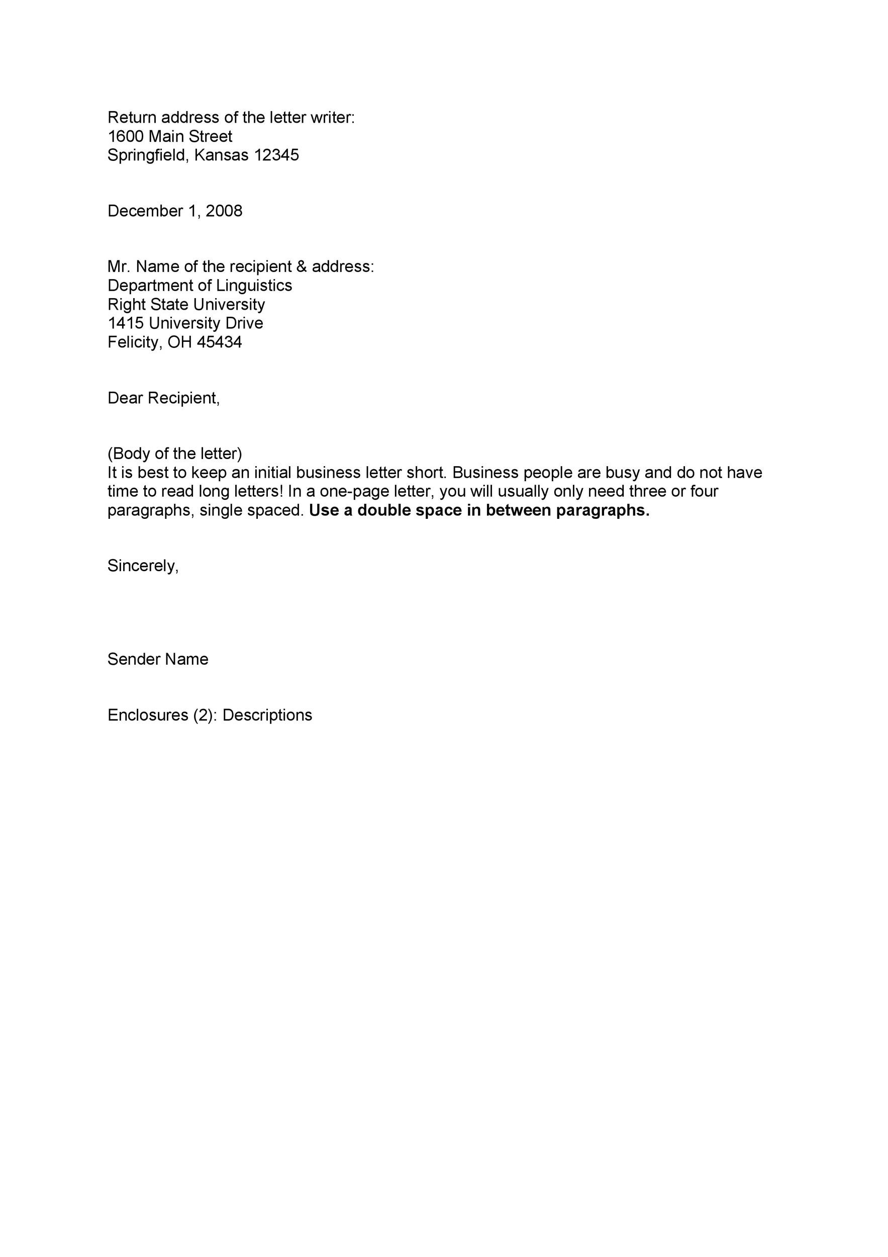how to set out a business letter