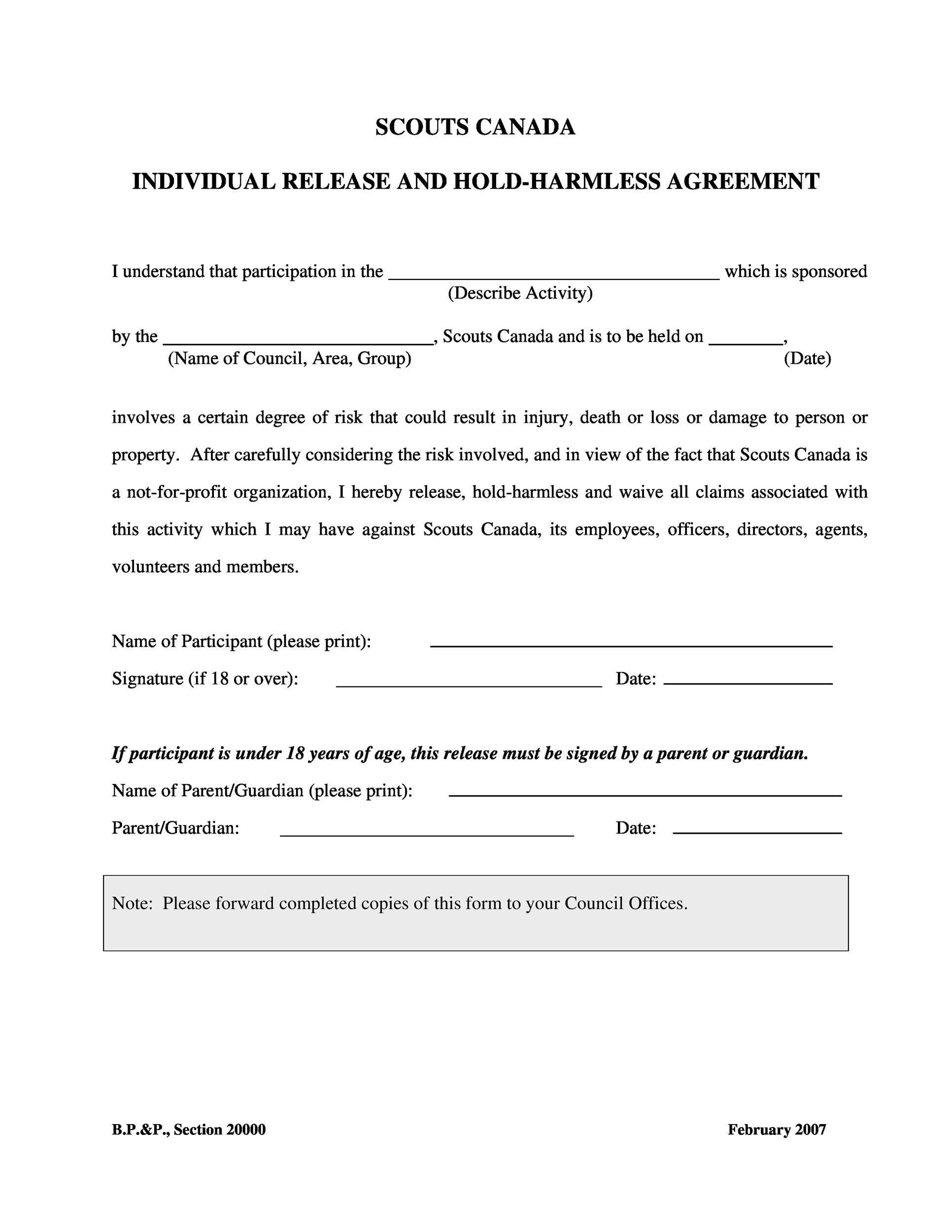Free Hold Harmless Agreement Template 07