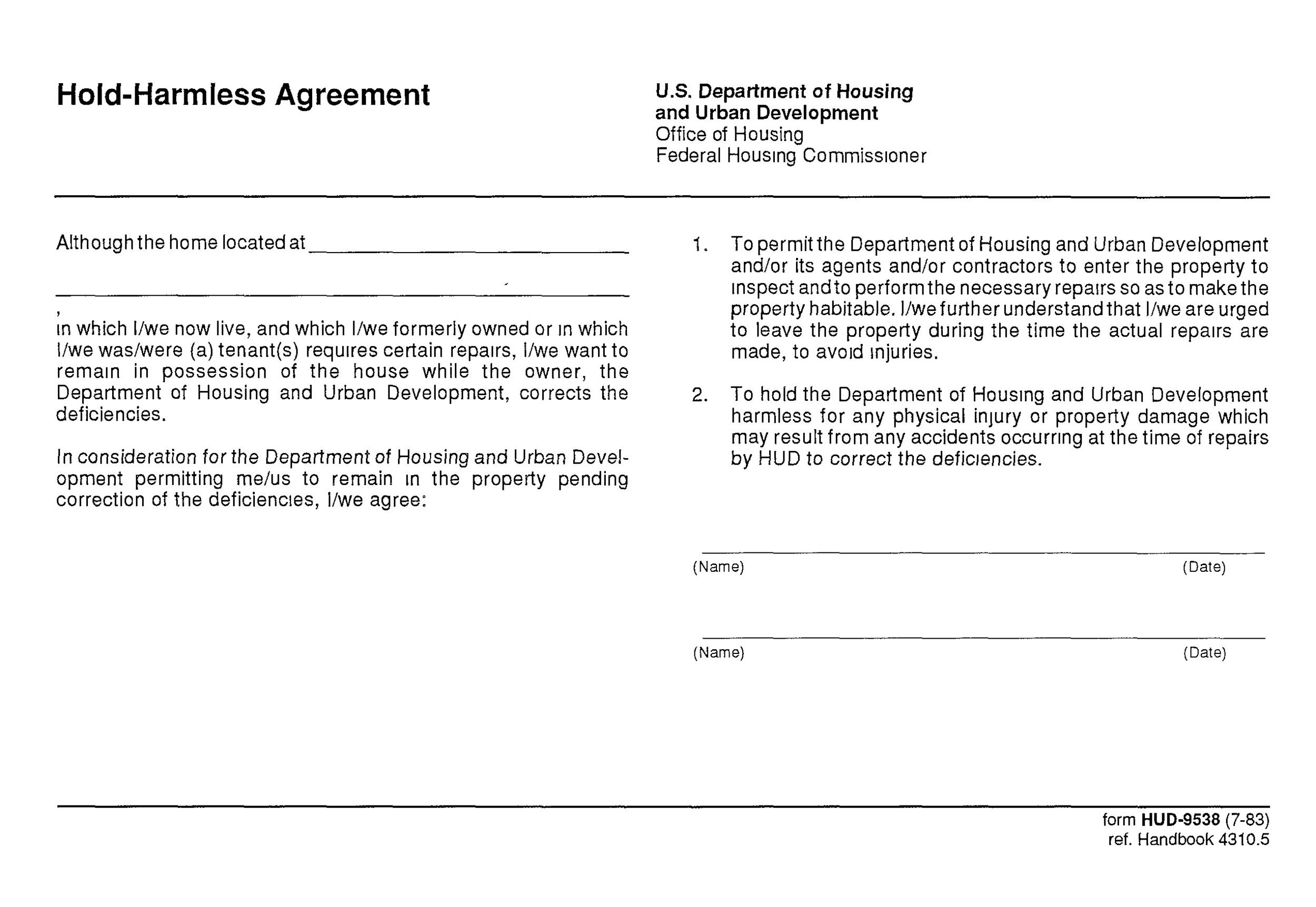 Free Hold Harmless Agreement Template 35