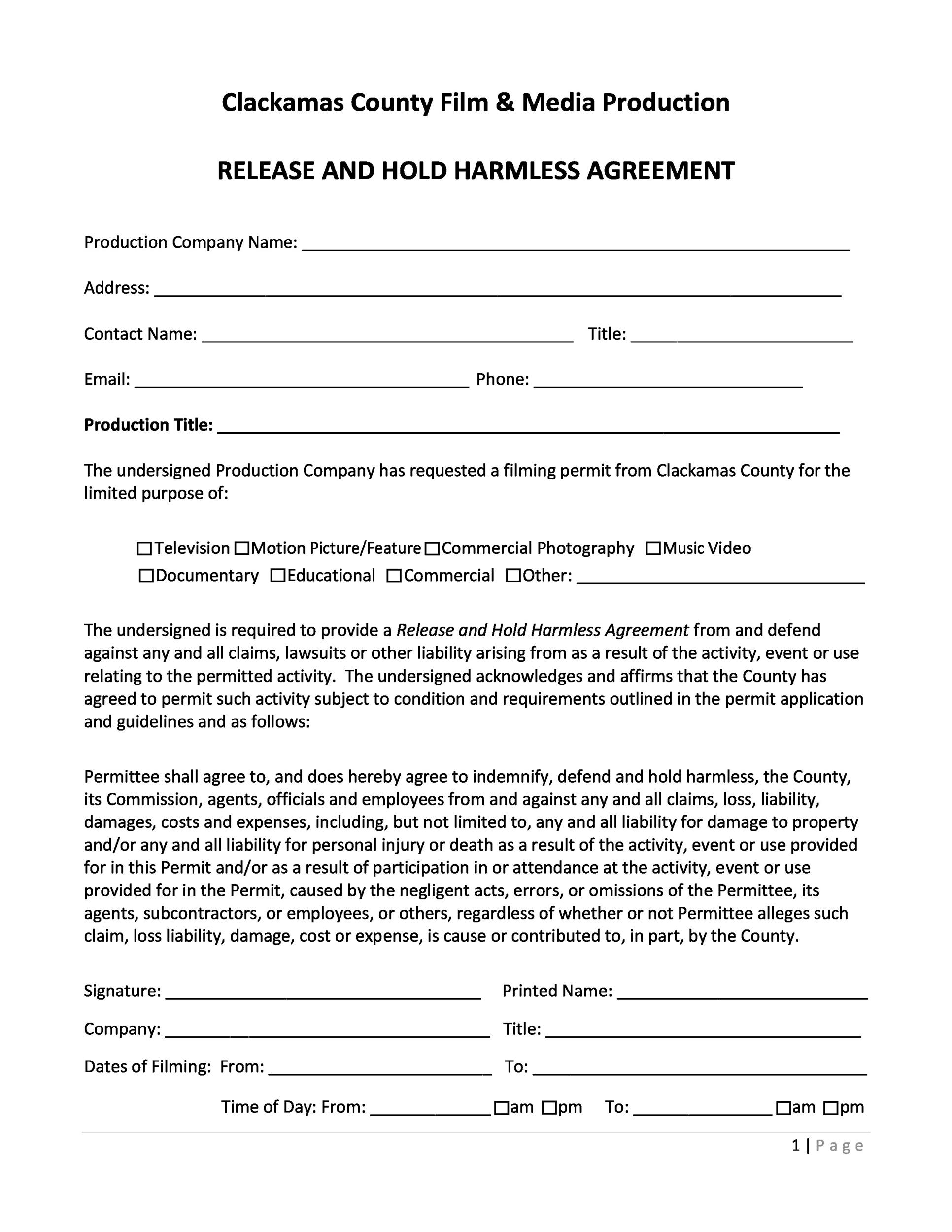 Free Hold Harmless Agreement Template 39