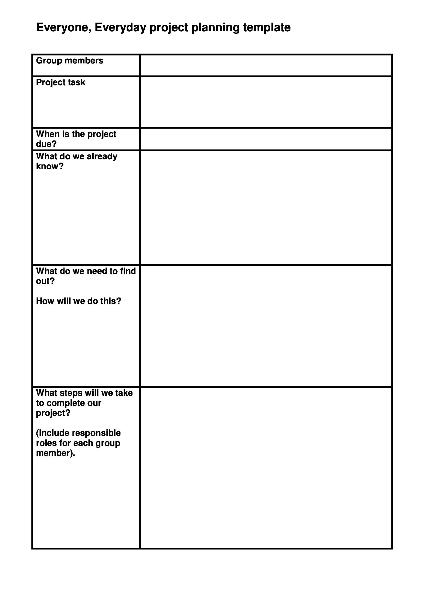Free project planning template 07
