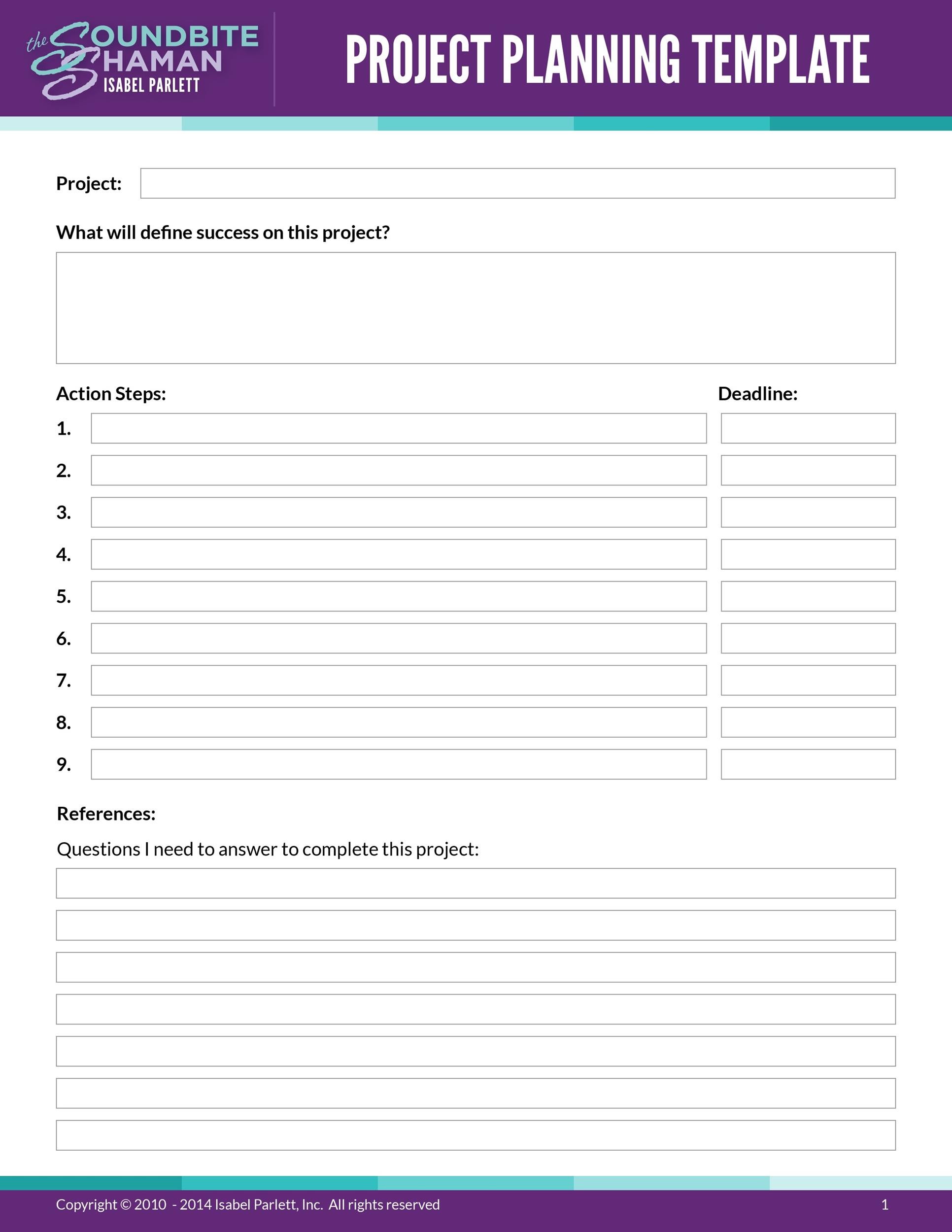 Free project planning template 10