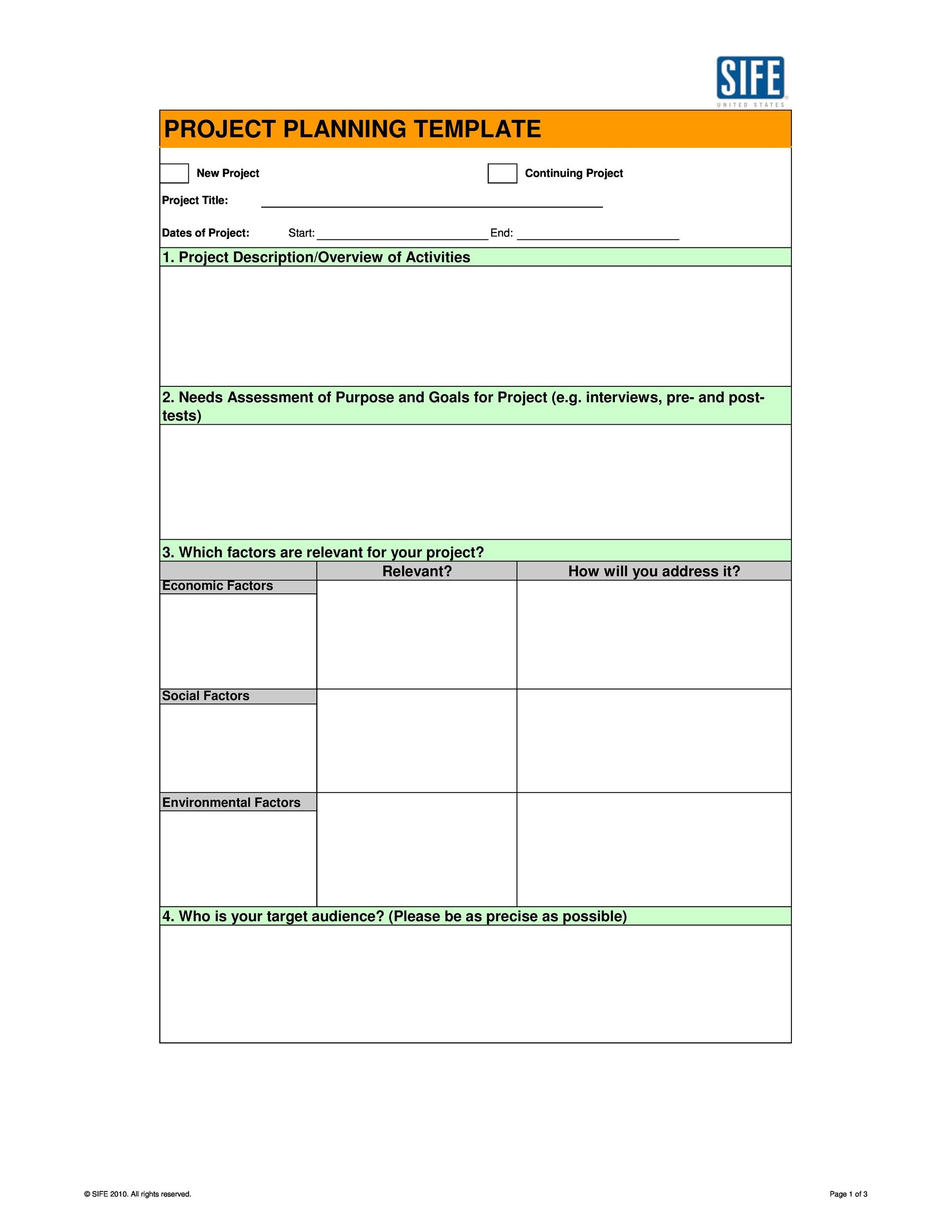 Free project planning template 14
