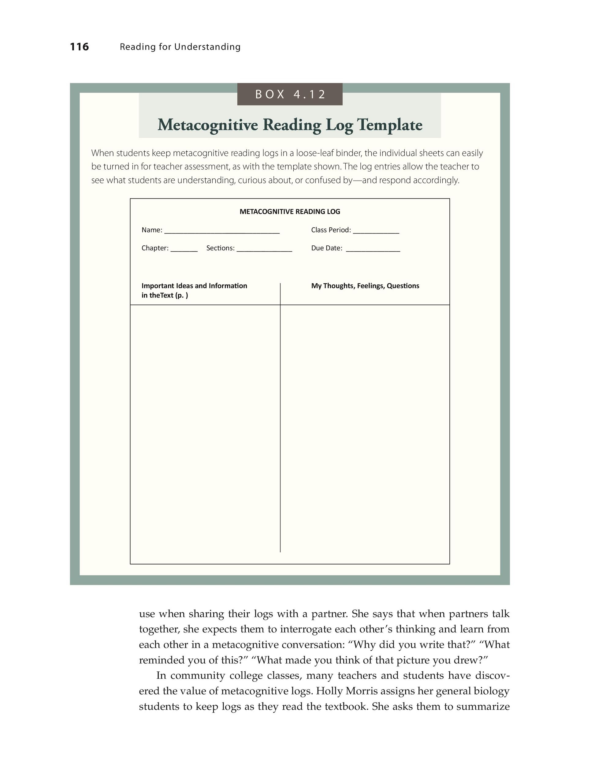 Free reading log template 11