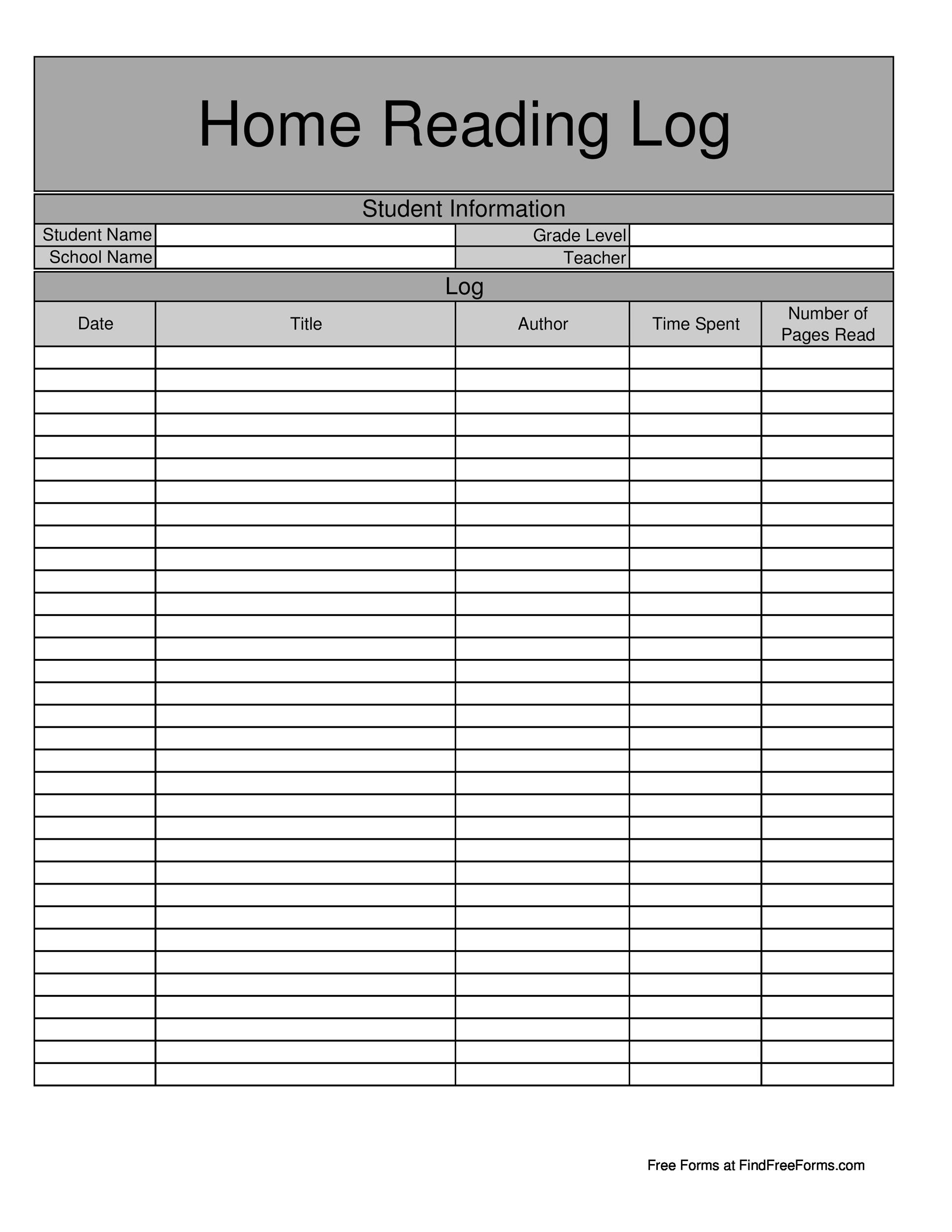 Template Reading Log