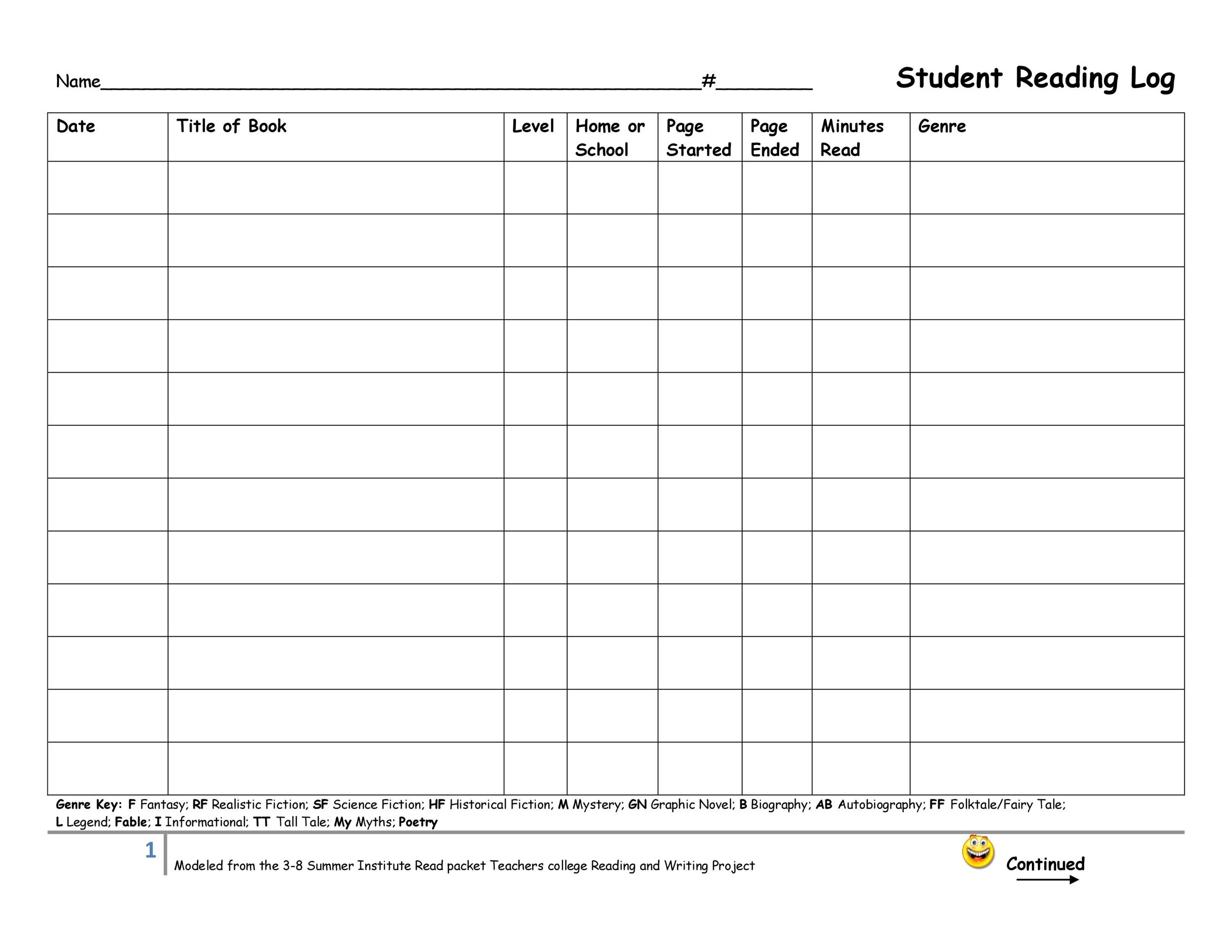 47 Printable Reading Log Templates for Kids, Middle School & Adults