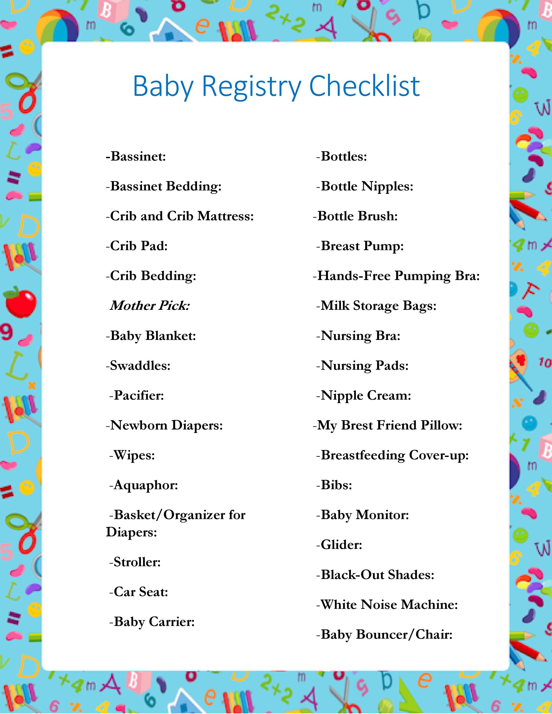 30+ Baby Registry Checklists (Newborn Baby Checklists) Template Lab