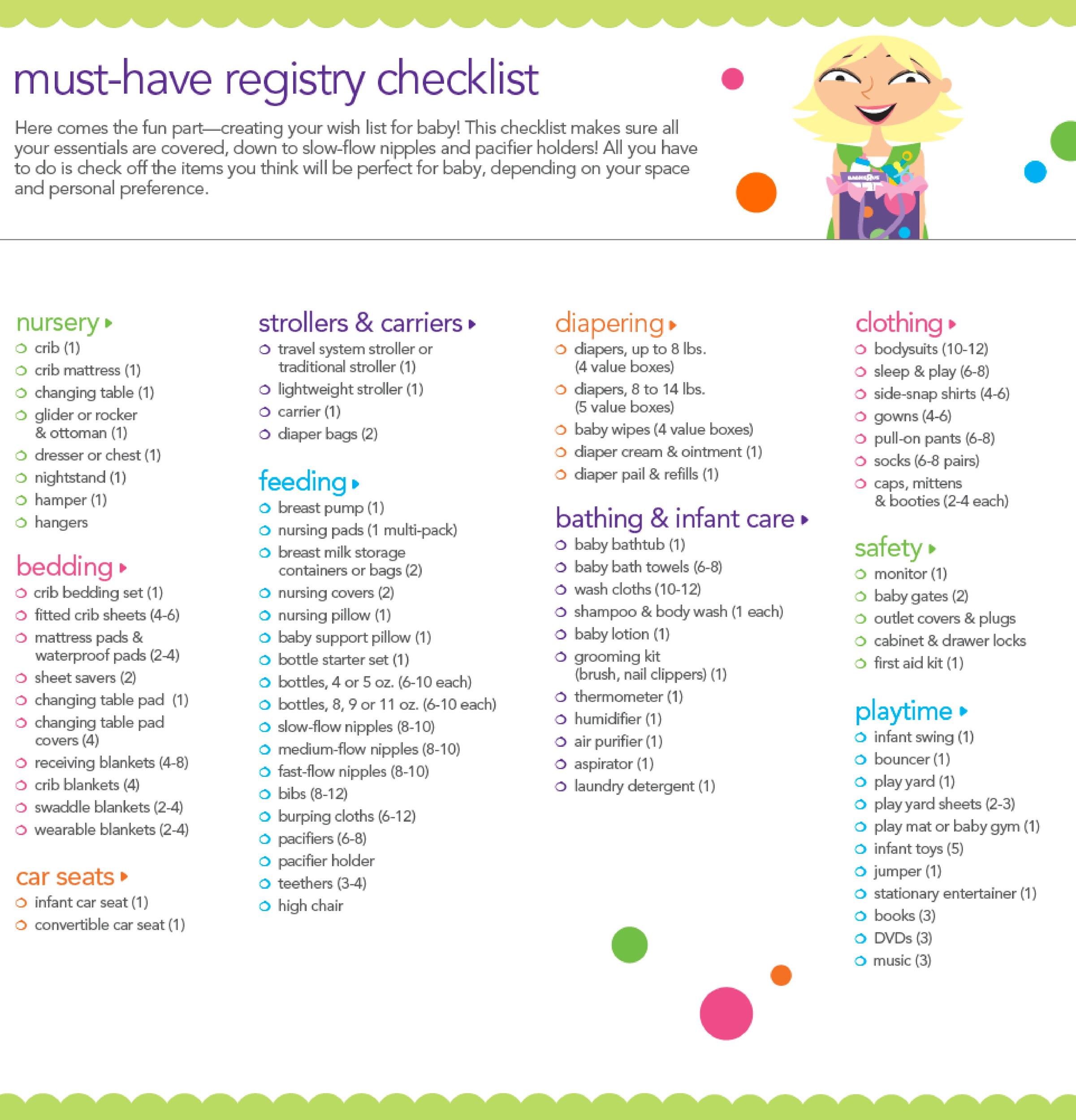 list of baby registry items