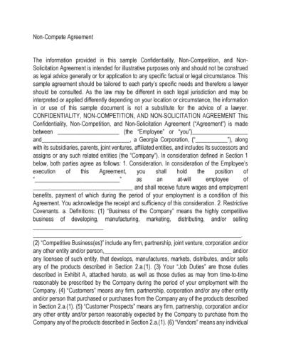 Image 3 for Standard Non Compete Agreement Template