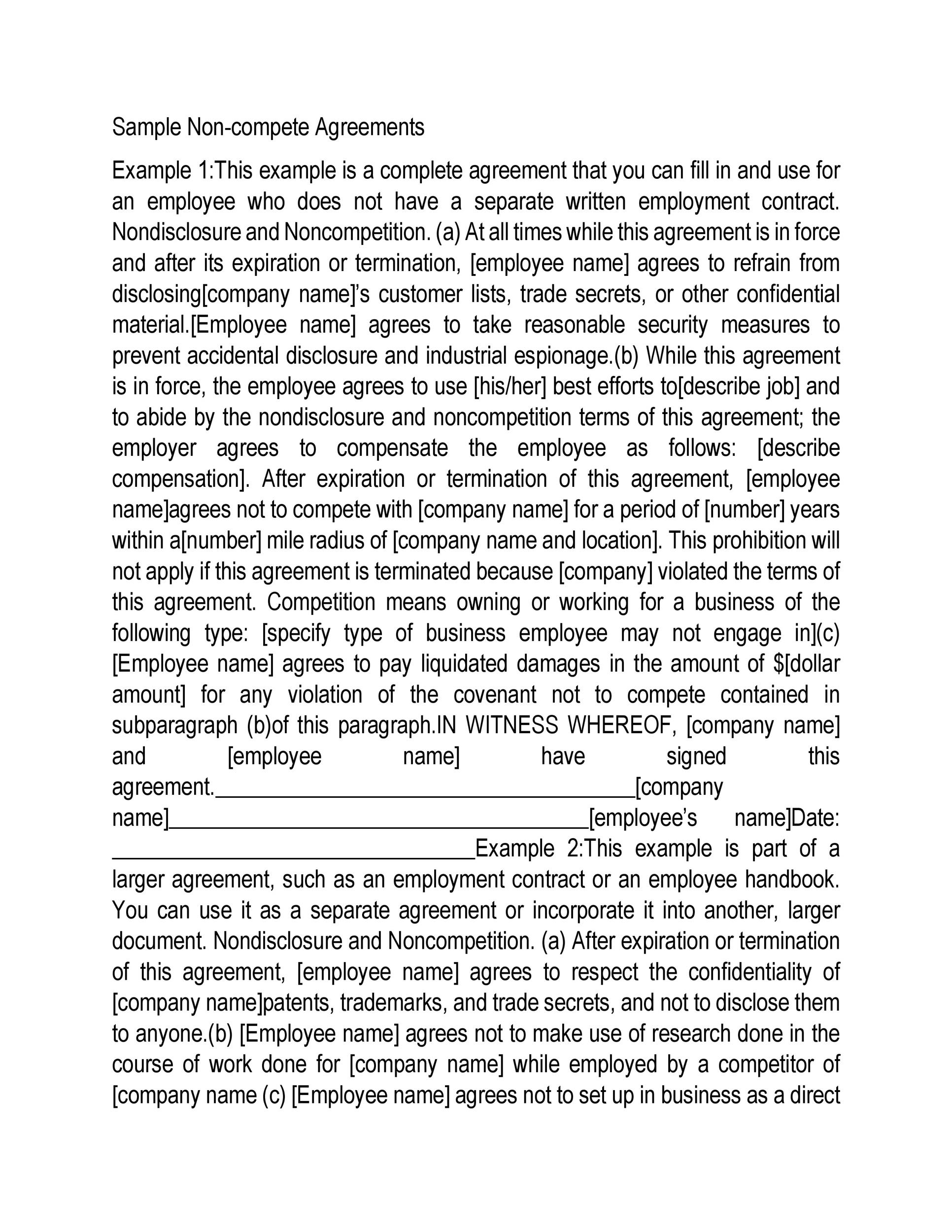Free Non-Compete Agreement Template 03