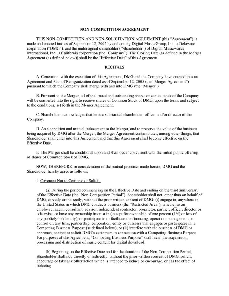 39 Standard Non Compete Agreement Templates ᐅ TemplateLab 39 Standard Non Compete Agreement Templates ᐅ TemplateLab