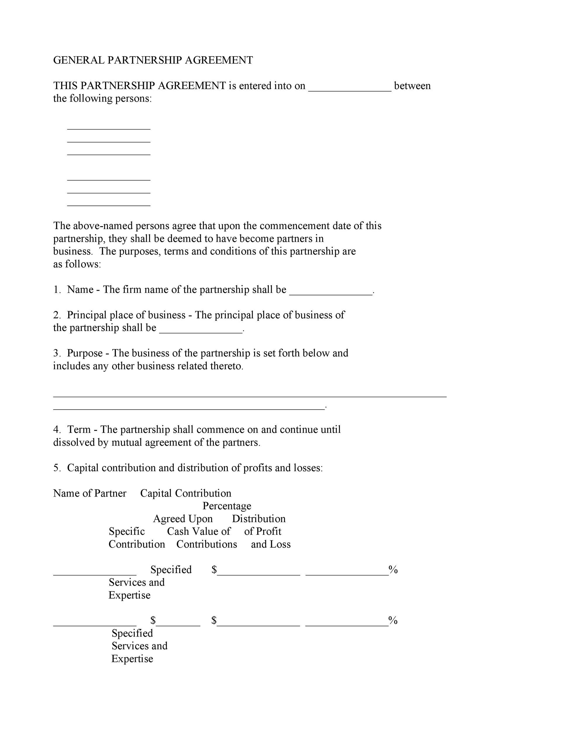 40 FREE Partnership Agreement Templates Business General 